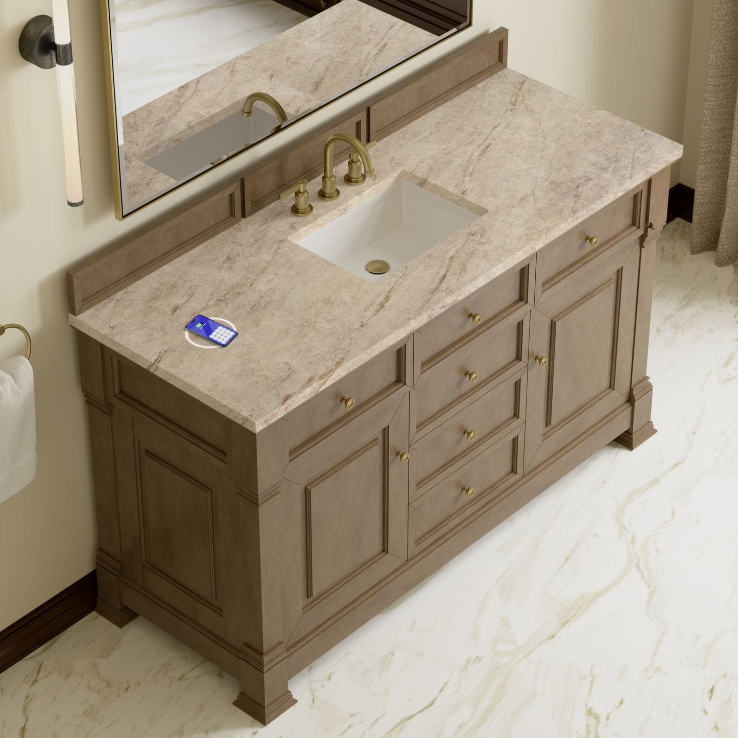 
                  
                    Brookfield 60" Single Vanity in Pecan Single Bathroom Vanity James Martin Vanities FreePower-Enabled Tajnar Eclos 
                  
                