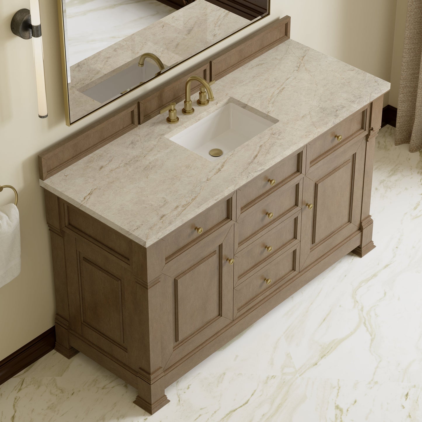 
                  
                    Brookfield 60" Single Vanity in Pecan Single Bathroom Vanity James Martin Vanities Tajnar Eclos 
                  
                