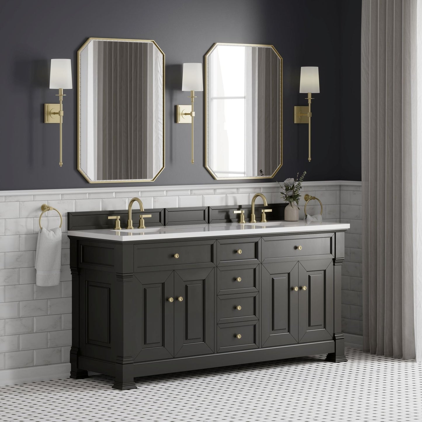 
                  
                    Brookfield 72" Double Vanity in Black Onyx Double Bathroom Vanity James Martin Vanities 
                  
                