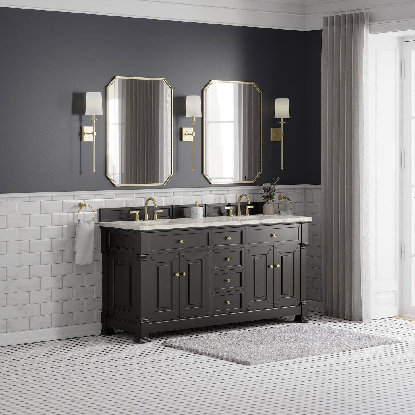 
                  
                    Brookfield 72" Double Vanity in Black Onyx Double Bathroom Vanity James Martin Vanities 
                  
                