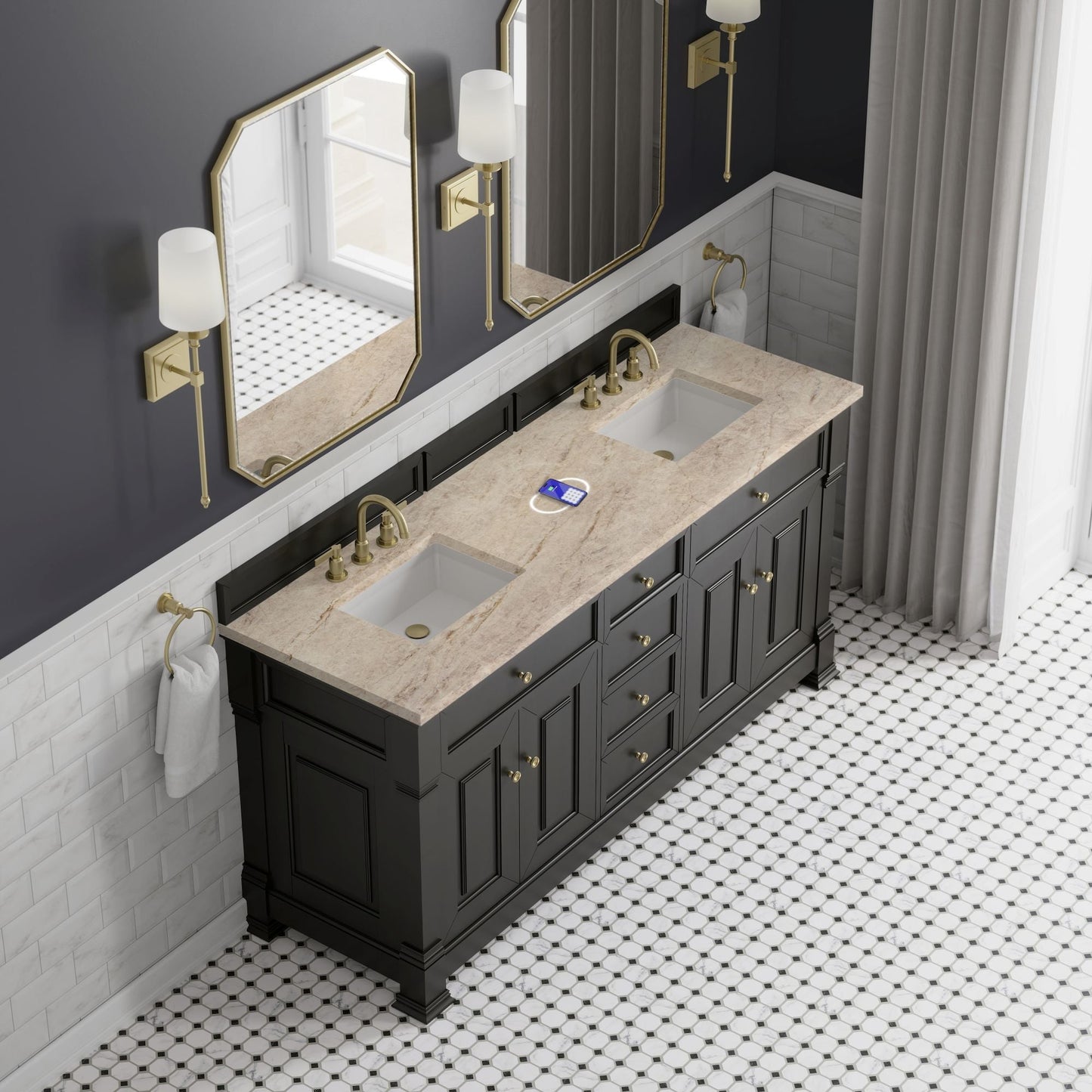 
                  
                    Brookfield 72" Double Vanity in Black Onyx Double Bathroom Vanity James Martin Vanities FreePower-Enabled Tajnar Eclos 
                  
                