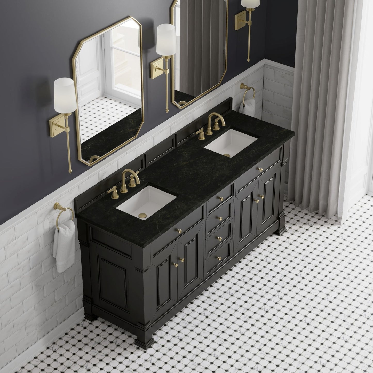 
                  
                    Brookfield 72" Double Vanity in Black Onyx Double Bathroom Vanity James Martin Vanities Phantome Eclos 
                  
                