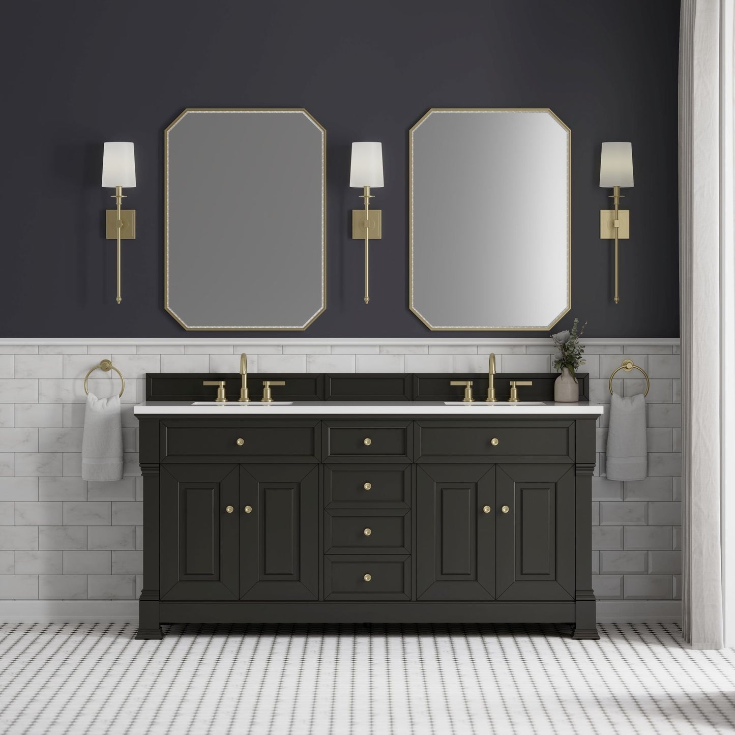 Brookfield 72" Double Vanity in Black Onyx Double Bathroom Vanity James Martin Vanities Select Your Top 