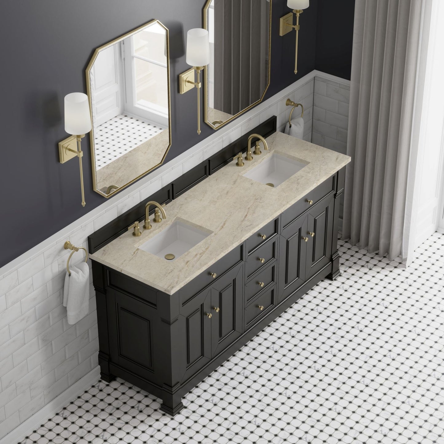 
                  
                    Brookfield 72" Double Vanity in Black Onyx Double Bathroom Vanity James Martin Vanities Tajnar Eclos 
                  
                