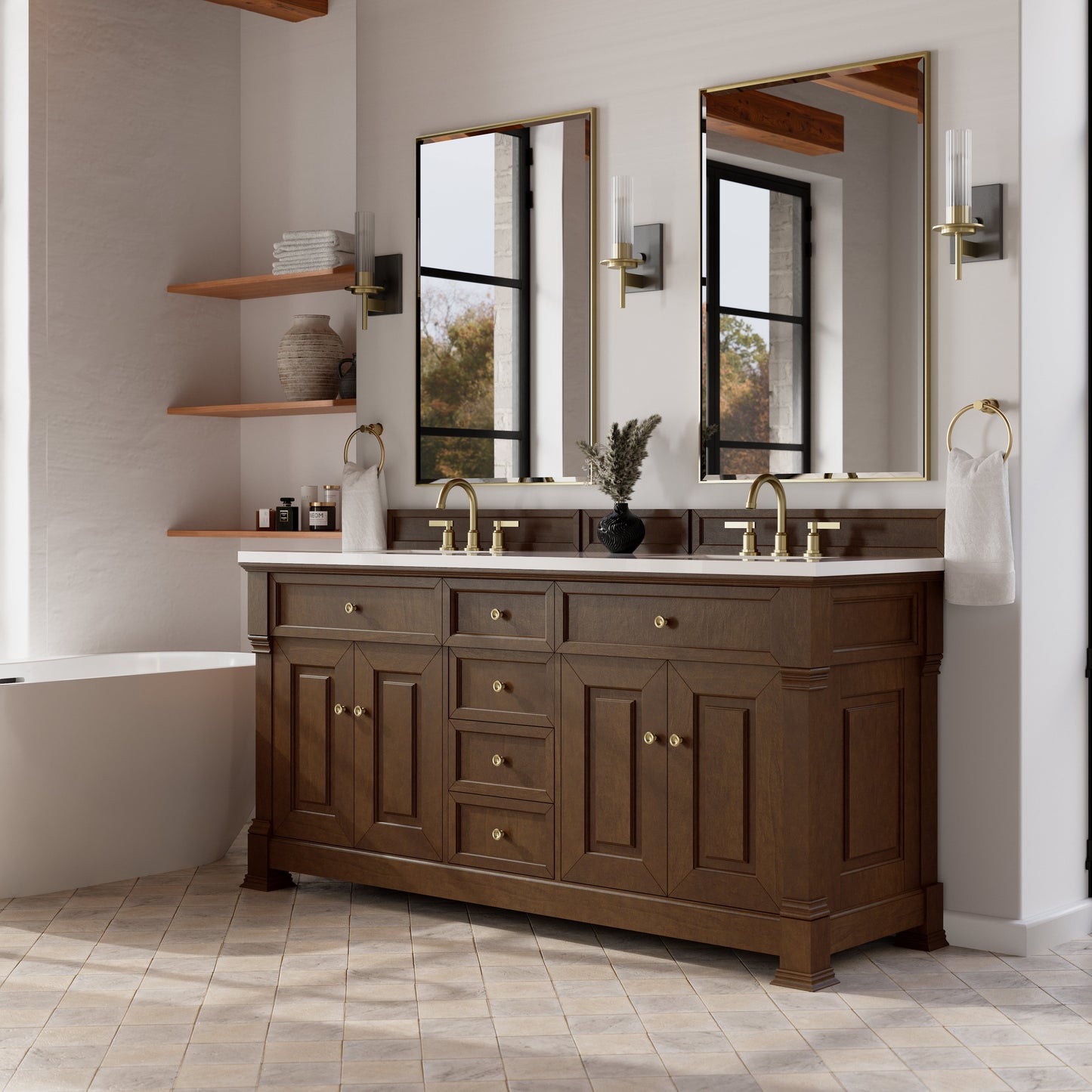 
                  
                    Brookfield 72" Double Vanity in Honey Oak Double Bathroom Vanity James Martin Vanities 
                  
                
