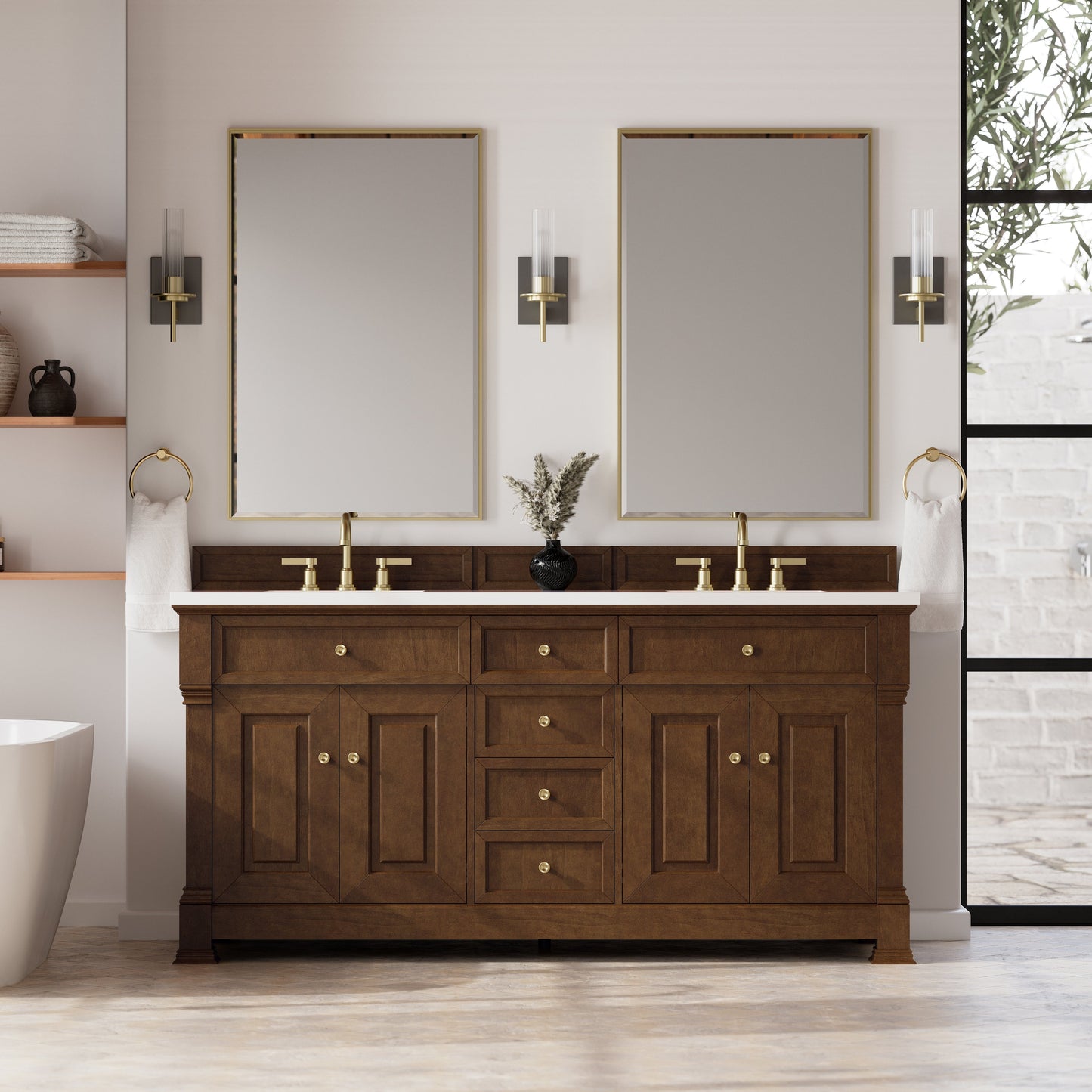 Brookfield 72" Double Vanity in Honey Oak Double Bathroom Vanity James Martin Vanities 