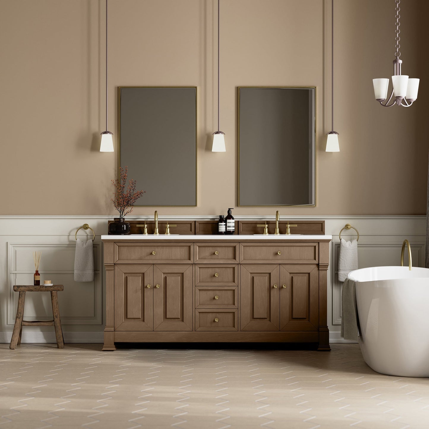 Brookfield 72" Double Vanity in Pecan Double Bathroom Vanity James Martin Vanities 