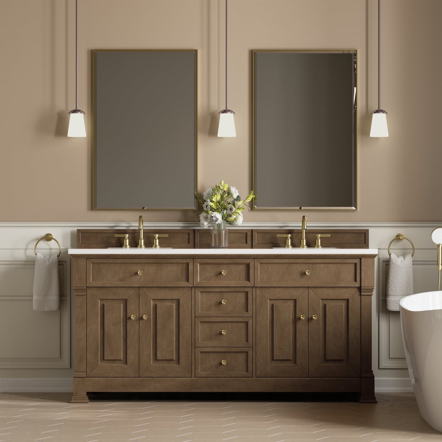 Brookfield 72" Double Vanity in Pecan Double Bathroom Vanity James Martin Vanities 
