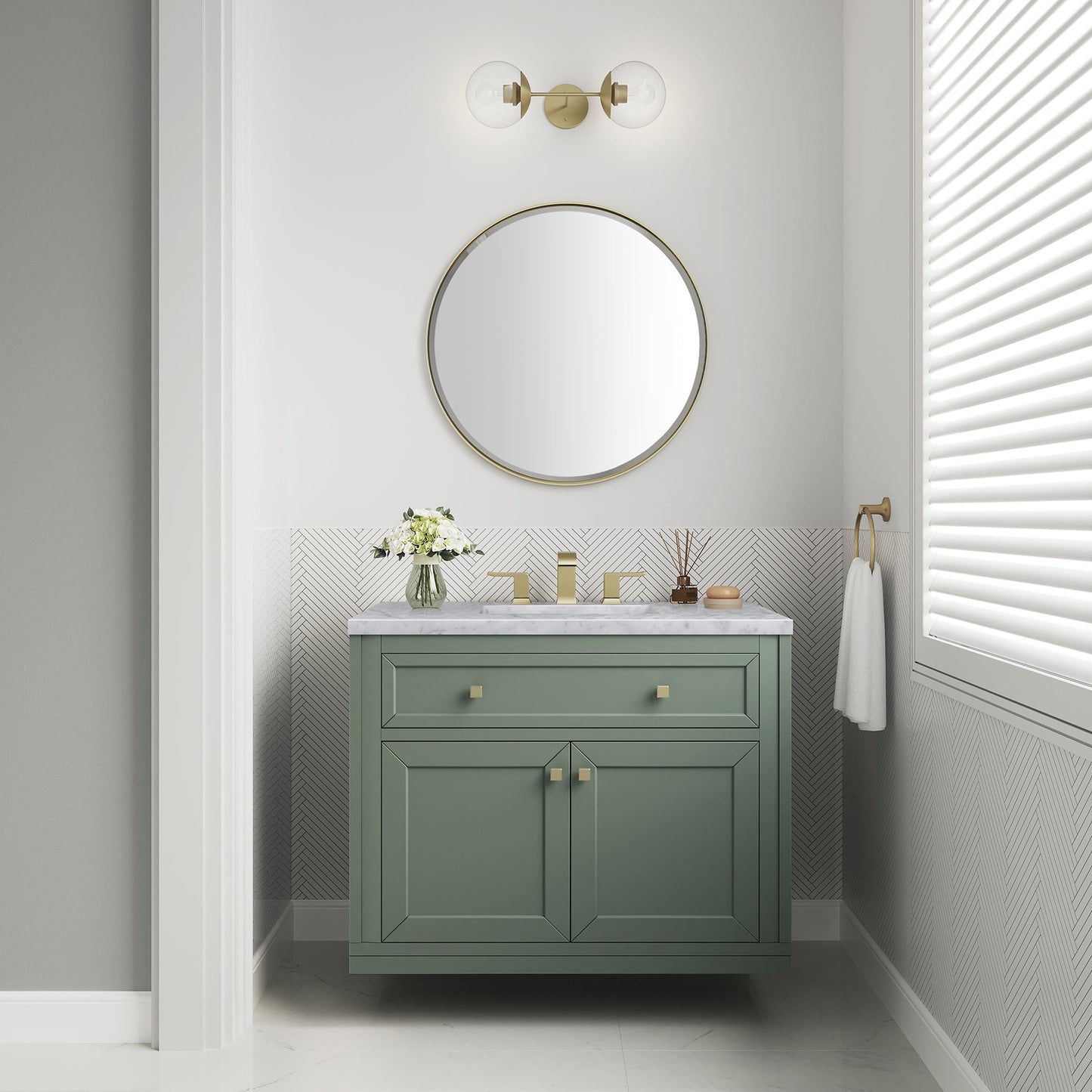 
                  
                    Chicago 36" Single Bathroom Vanity in Smokey Celadon Single Bathroom Vanity James Martin Vanities 
                  
                