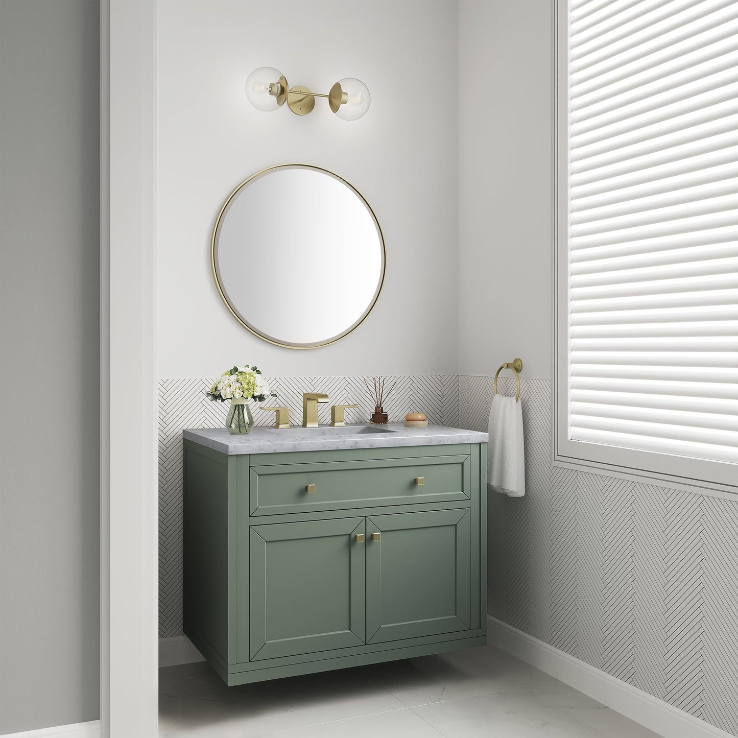 
                  
                    Chicago 36" Single Bathroom Vanity in Smokey Celadon Single Bathroom Vanity James Martin Vanities 
                  
                
