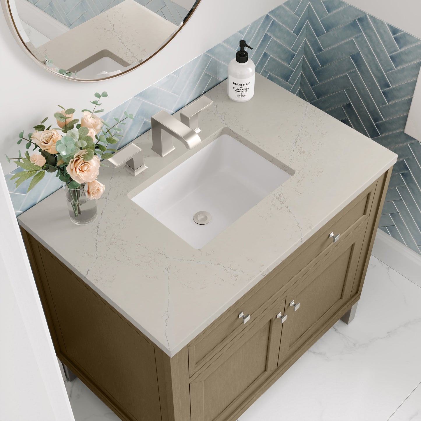 
                  
                    Chicago 36" Single Bathroom Vanity in Walnut Whisper Single Bathroom Vanity James Martin Vanities Siberian Silestone 
                  
                