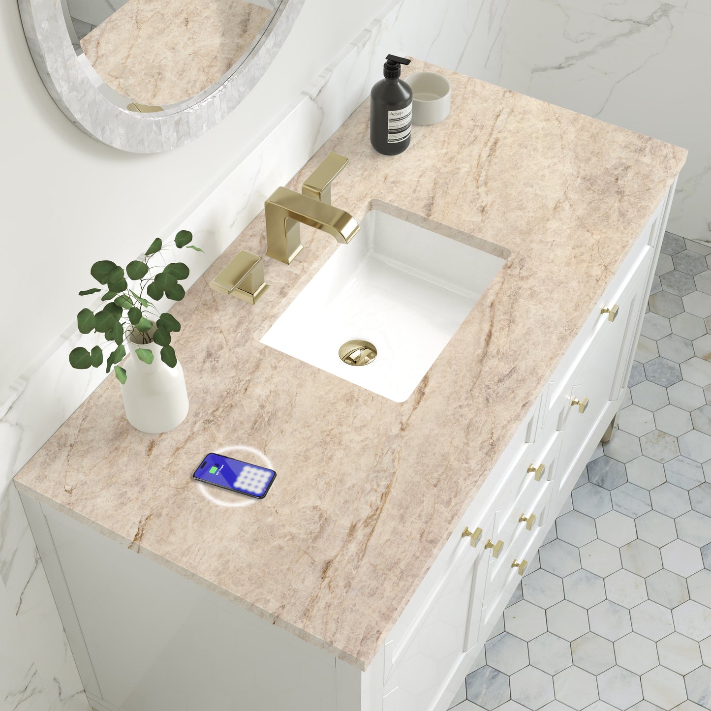 
                  
                    Chicago 48" Single Bathroom Vanity in Glossy White Single Bathroom Vanity James Martin Vanities FreePower-Enabled Tajnar Eclos 
                  
                