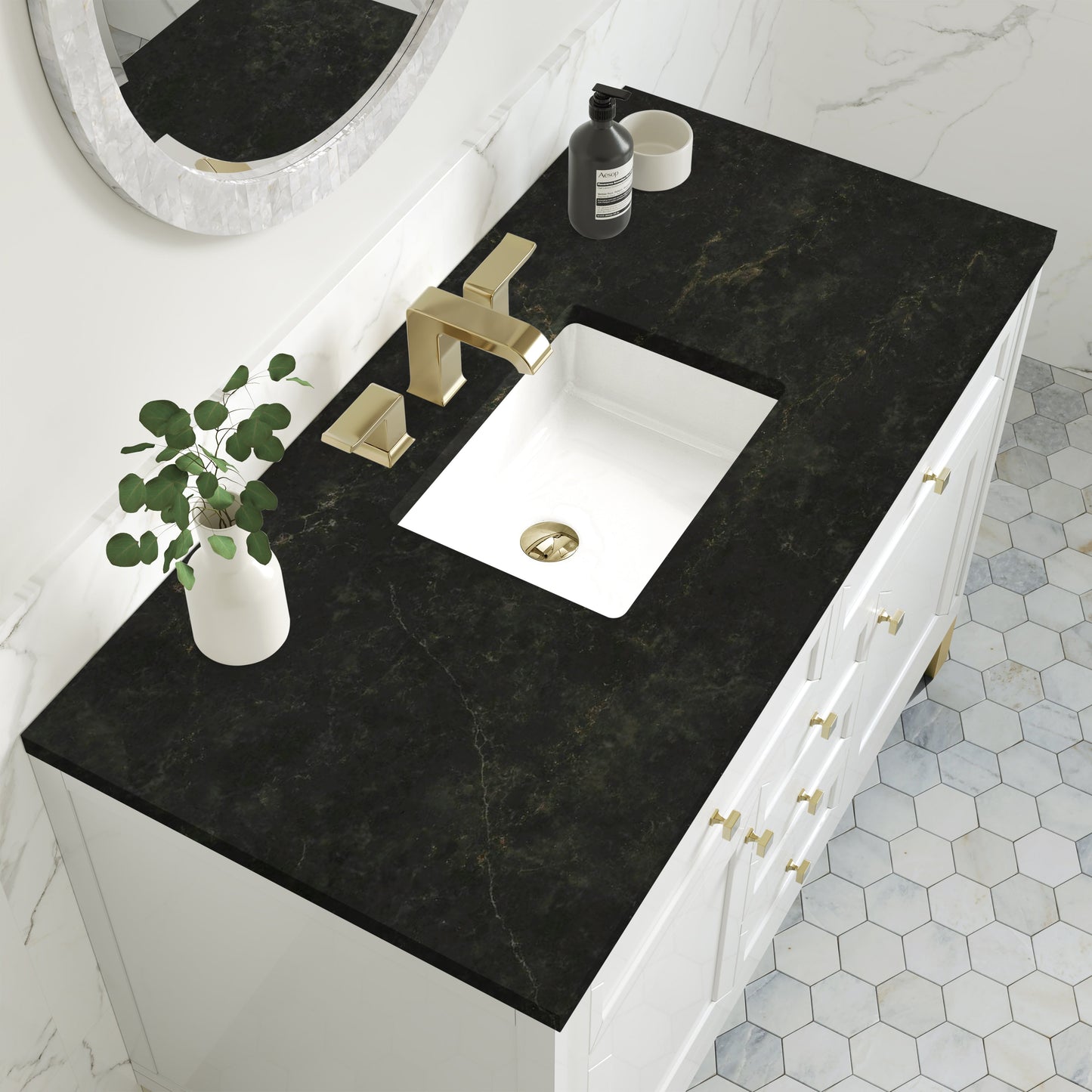 
                  
                    Chicago 48" Single Bathroom Vanity in Glossy White Single Bathroom Vanity James Martin Vanities Phantome Eclos 
                  
                