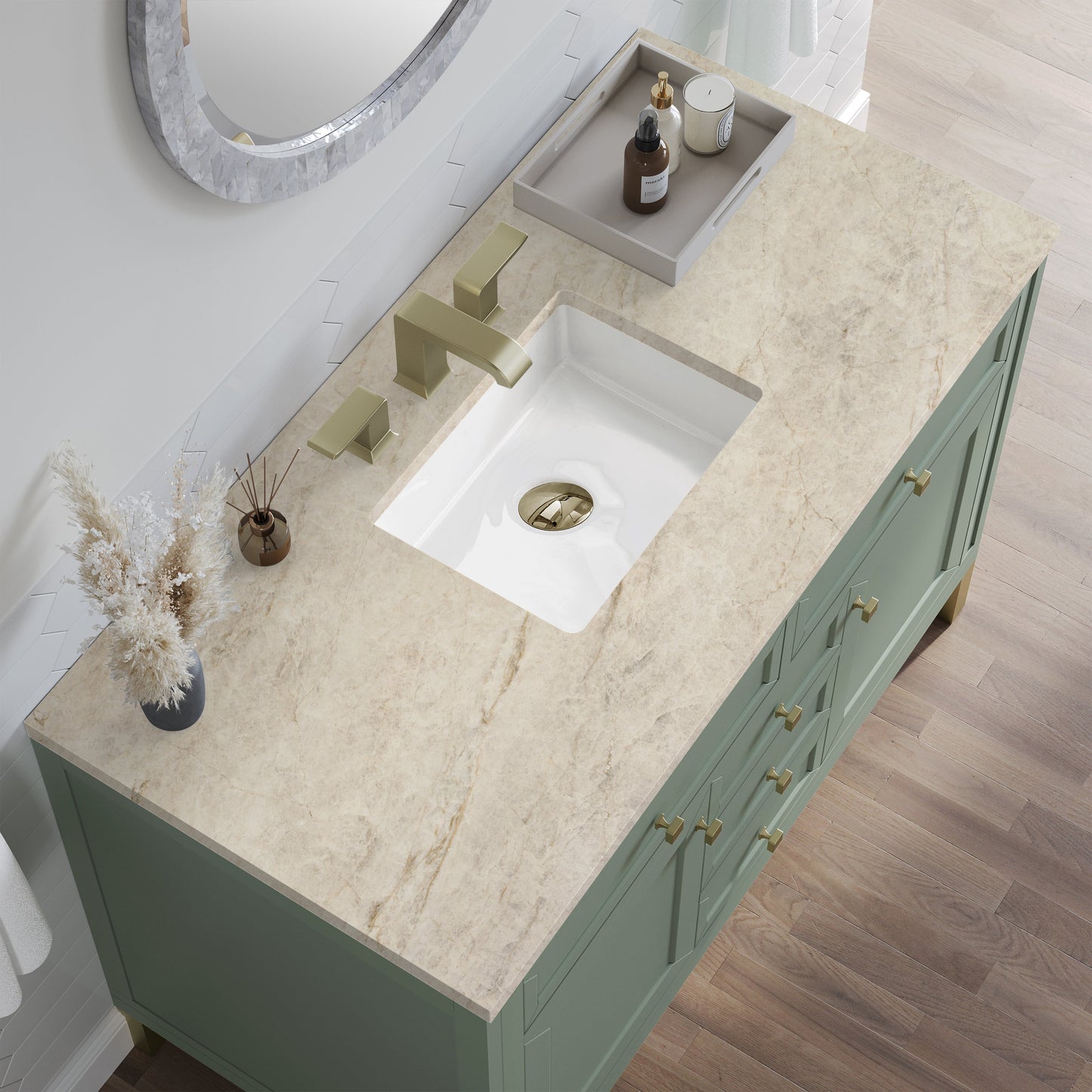 
                  
                    Chicago 48" Single Bathroom Vanity in Smokey Celadon Single Bathroom Vanity James Martin Vanities Tajnar Eclos 
                  
                