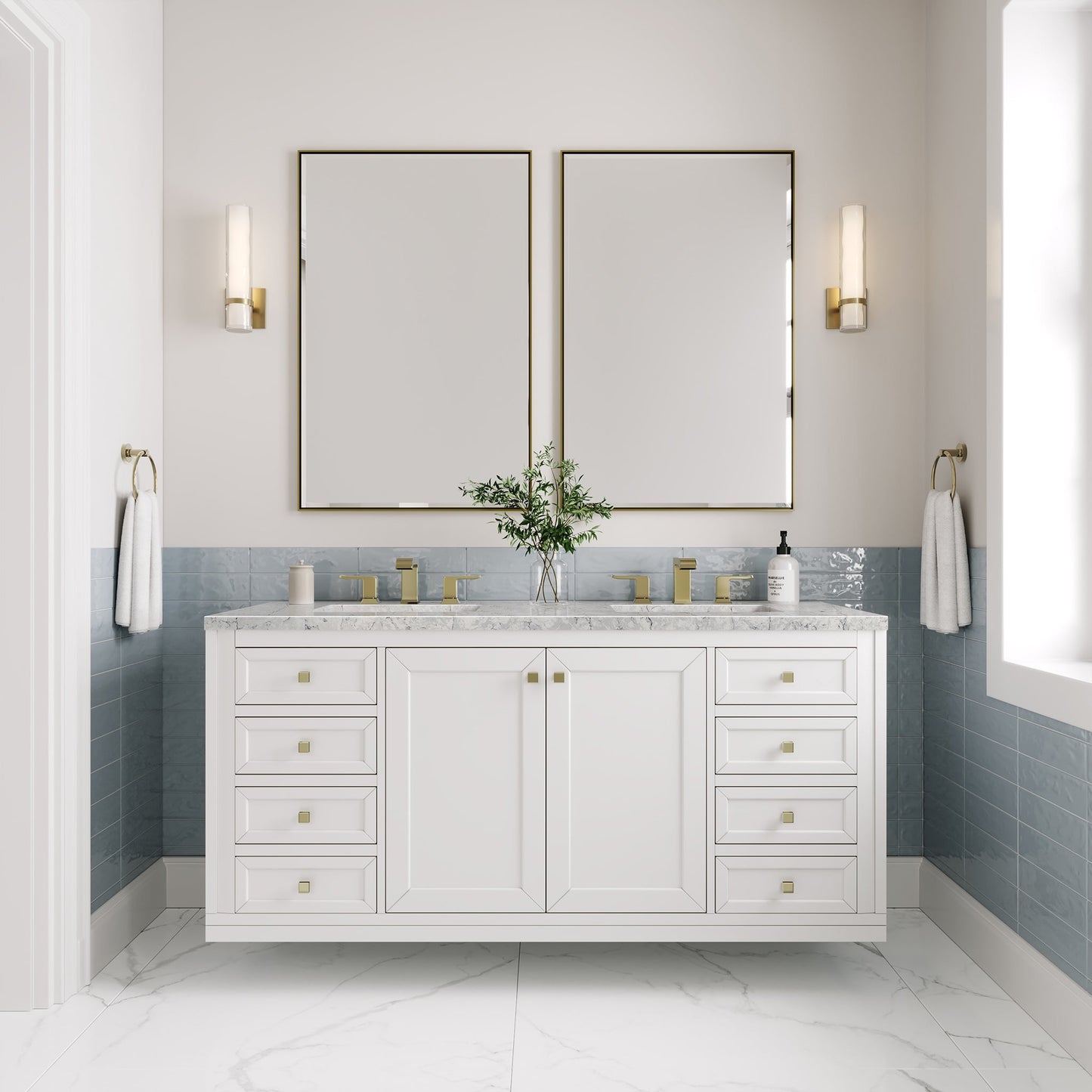 
                  
                    Chicago 60" Double Bathroom Vanity in Glossy White Double bathroom Vanity James Martin Vanities 
                  
                