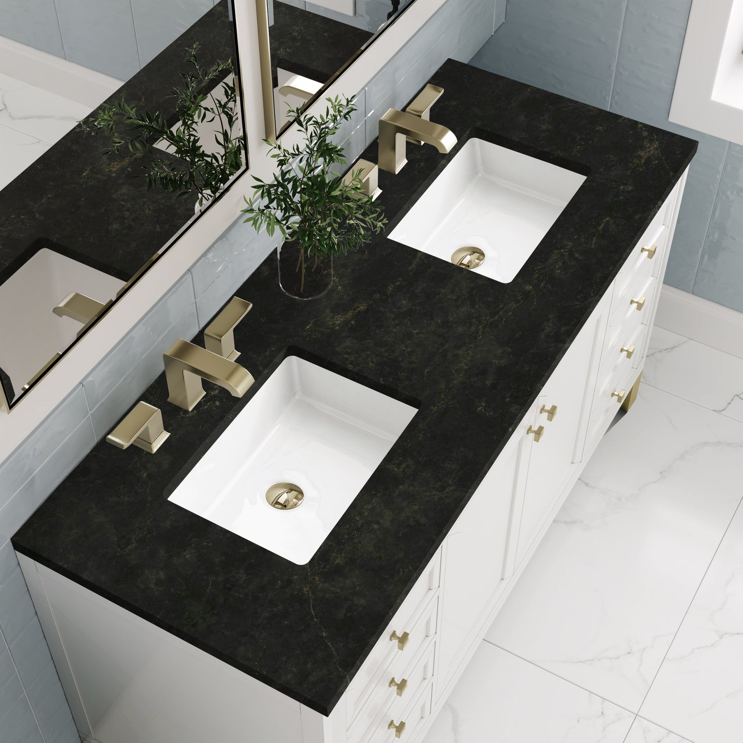 
                  
                    Chicago 60" Double Bathroom Vanity in Glossy White Double bathroom Vanity James Martin Vanities Phantome Eclos 
                  
                