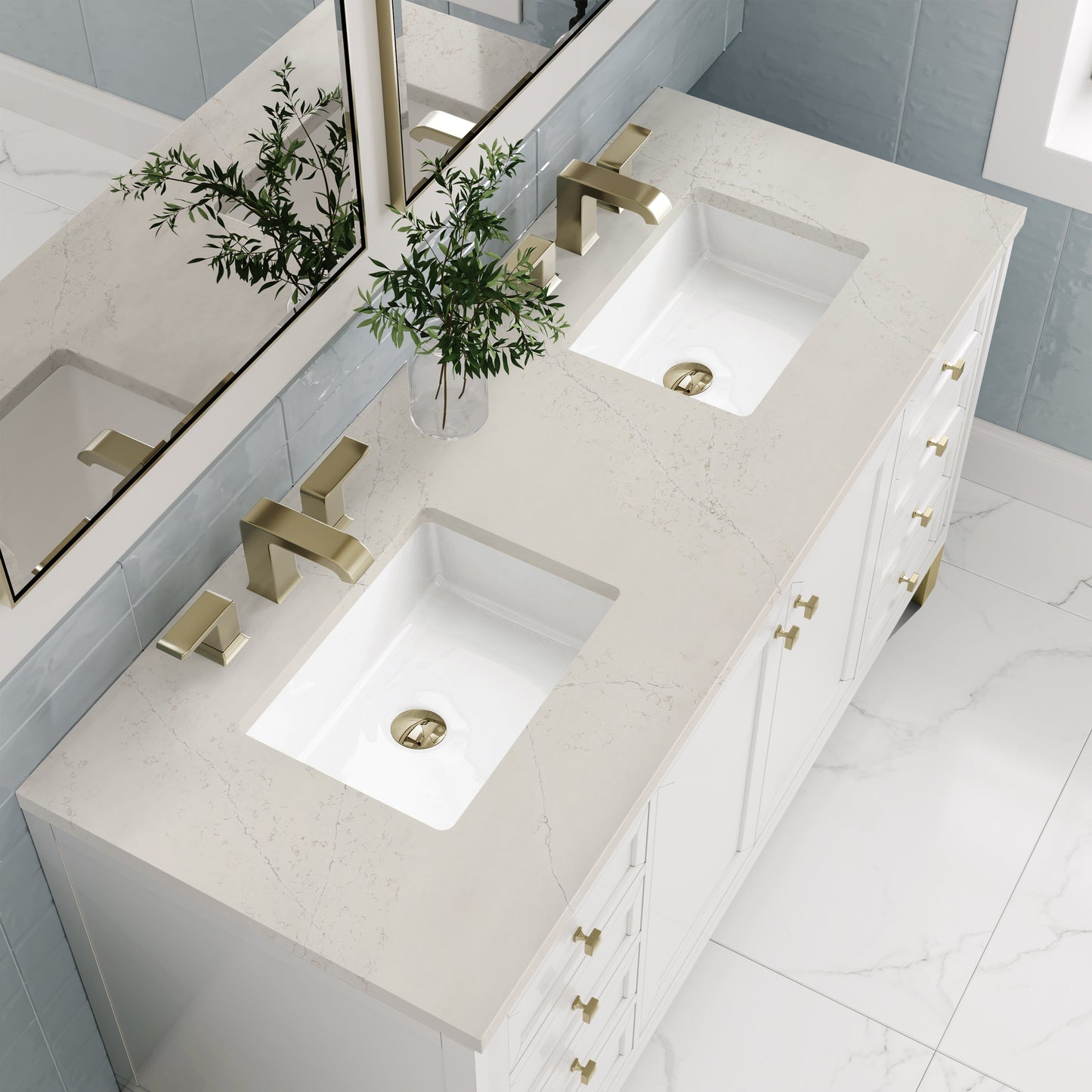 
                  
                    Chicago 60" Double Bathroom Vanity in Glossy White Double bathroom Vanity James Martin Vanities Siberian Silestone 
                  
                