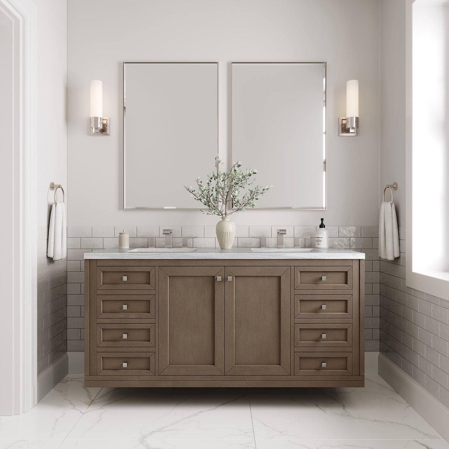 
                  
                    Chicago 60" Double Bathroom Vanity in Whitewashed Walnut Double bathroom Vanity James Martin Vanities 
                  
                
