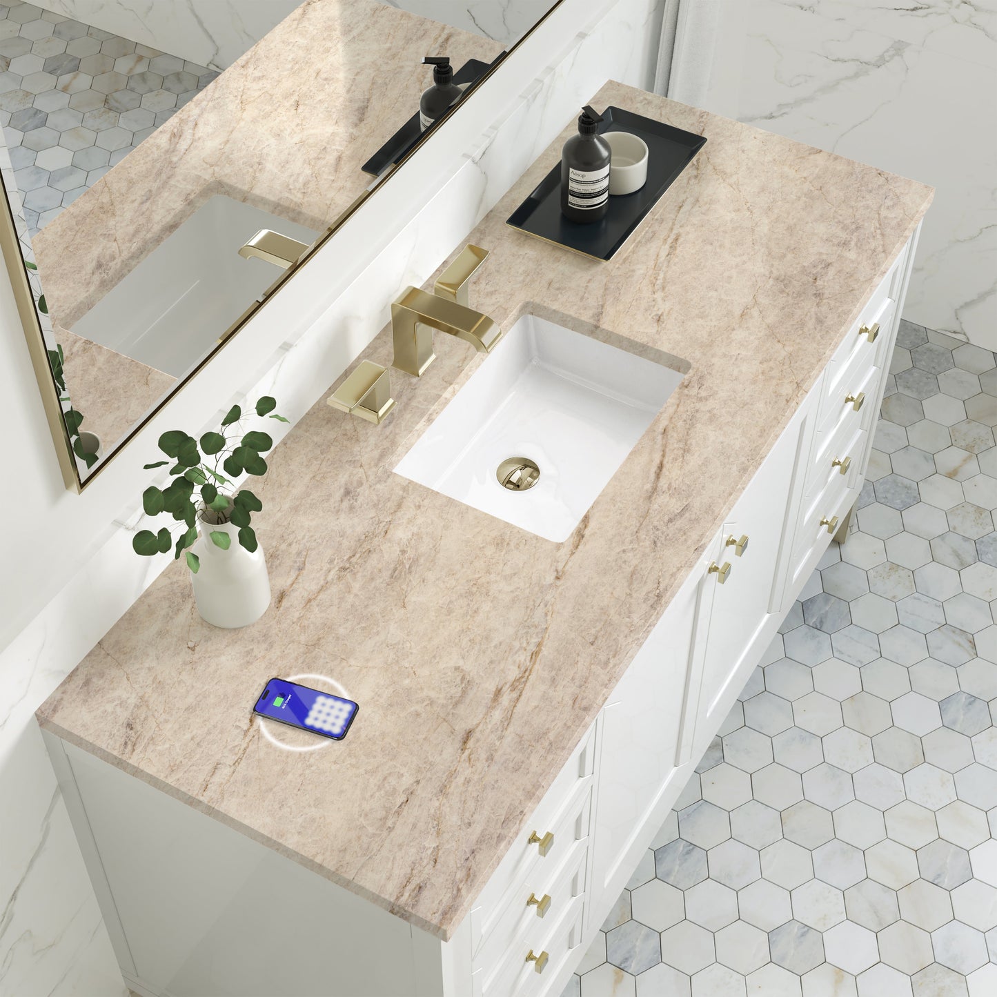 
                  
                    Chicago 60" Single Bathroom Vanity in Glossy White Single Bathroom Vanity James Martin Vanities FreePower-Enabled Tajnar Eclos 
                  
                