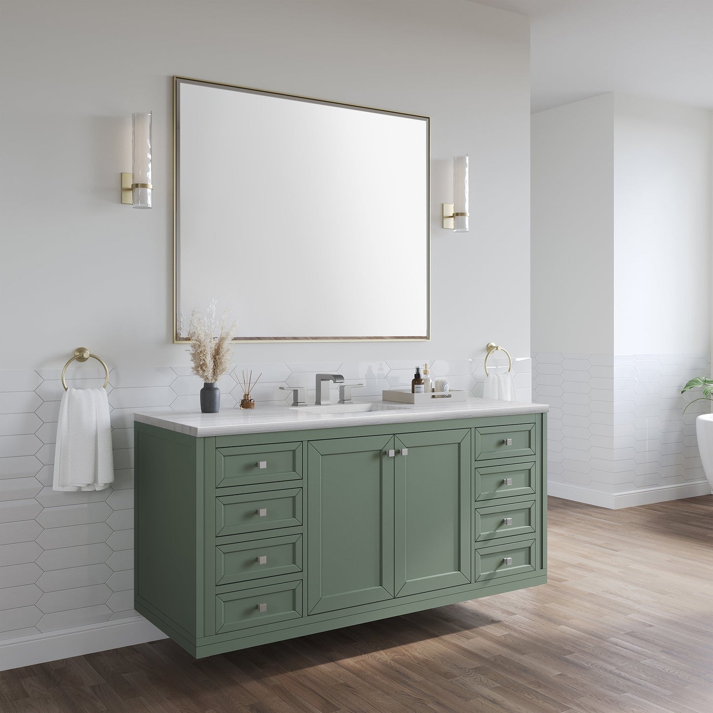 
                  
                    Chicago 60" Single Bathroom Vanity in Smokey Celadon Single Bathroom Vanity James Martin Vanities 
                  
                