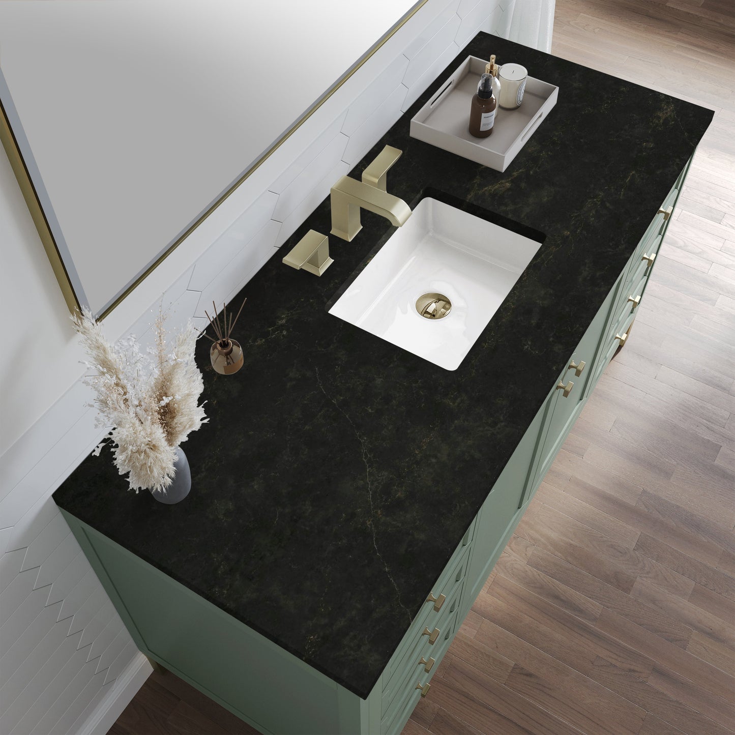 
                  
                    Chicago 60" Single Bathroom Vanity in Smokey Celadon Single Bathroom Vanity James Martin Vanities Phantome Eclos 
                  
                