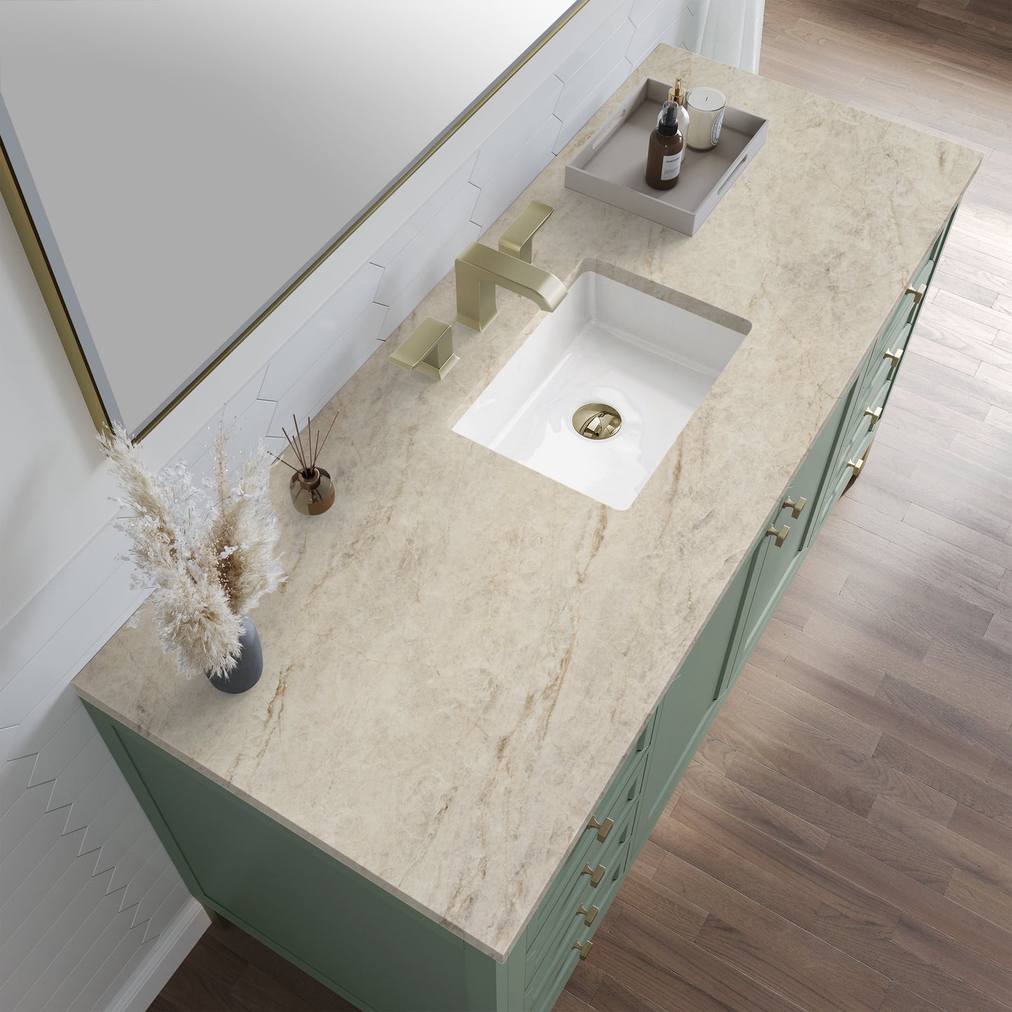 
                  
                    Chicago 60" Single Bathroom Vanity in Smokey Celadon Single Bathroom Vanity James Martin Vanities Tajnar Eclos 
                  
                