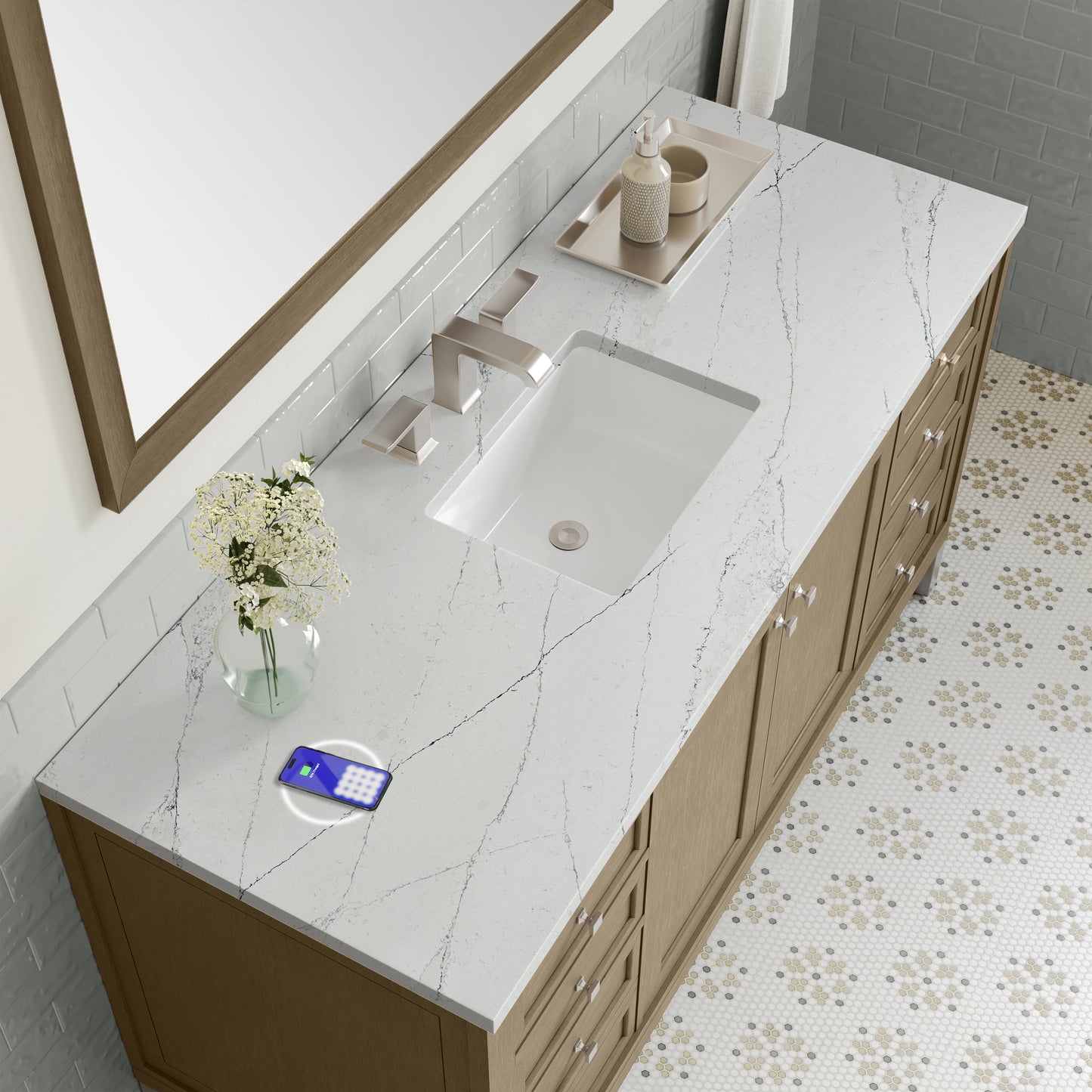 
                  
                    Chicago 60" Single Bathroom Vanity in Walnut Whisper Single Bathroom Vanity James Martin Vanities FreePower-Enabled Ethereal Noctis Silestone 
                  
                