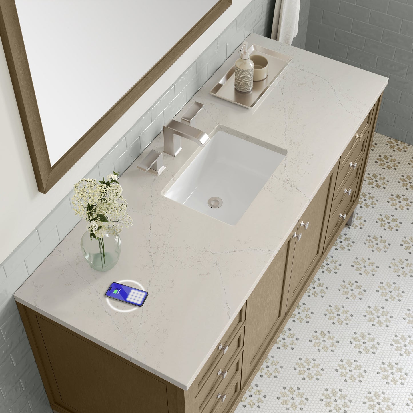 
                  
                    Chicago 60" Single Bathroom Vanity in Walnut Whisper Single Bathroom Vanity James Martin Vanities FreePower-Enabled Siberian Silestone 
                  
                