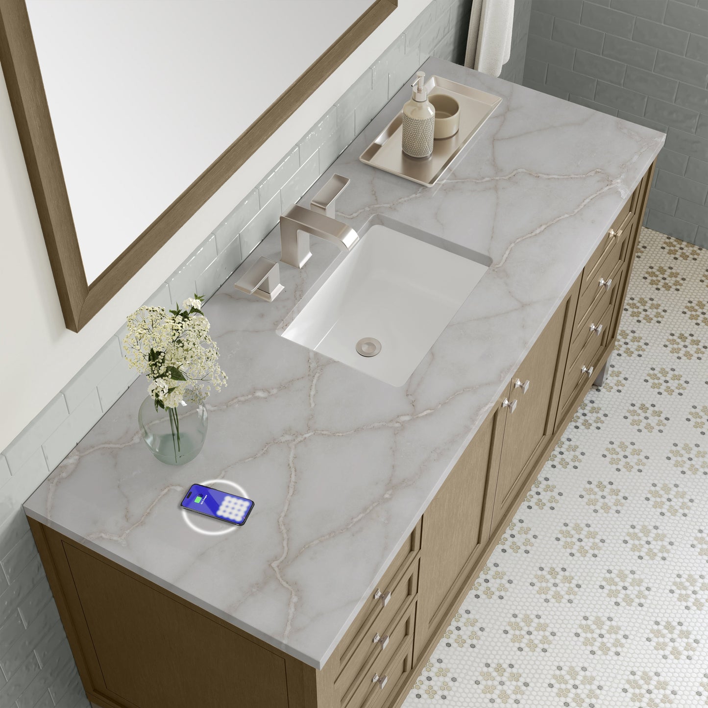 
                  
                    Chicago 60" Single Bathroom Vanity in Walnut Whisper Single Bathroom Vanity James Martin Vanities FreePower-Enabled Victorian Silver Silestone 
                  
                