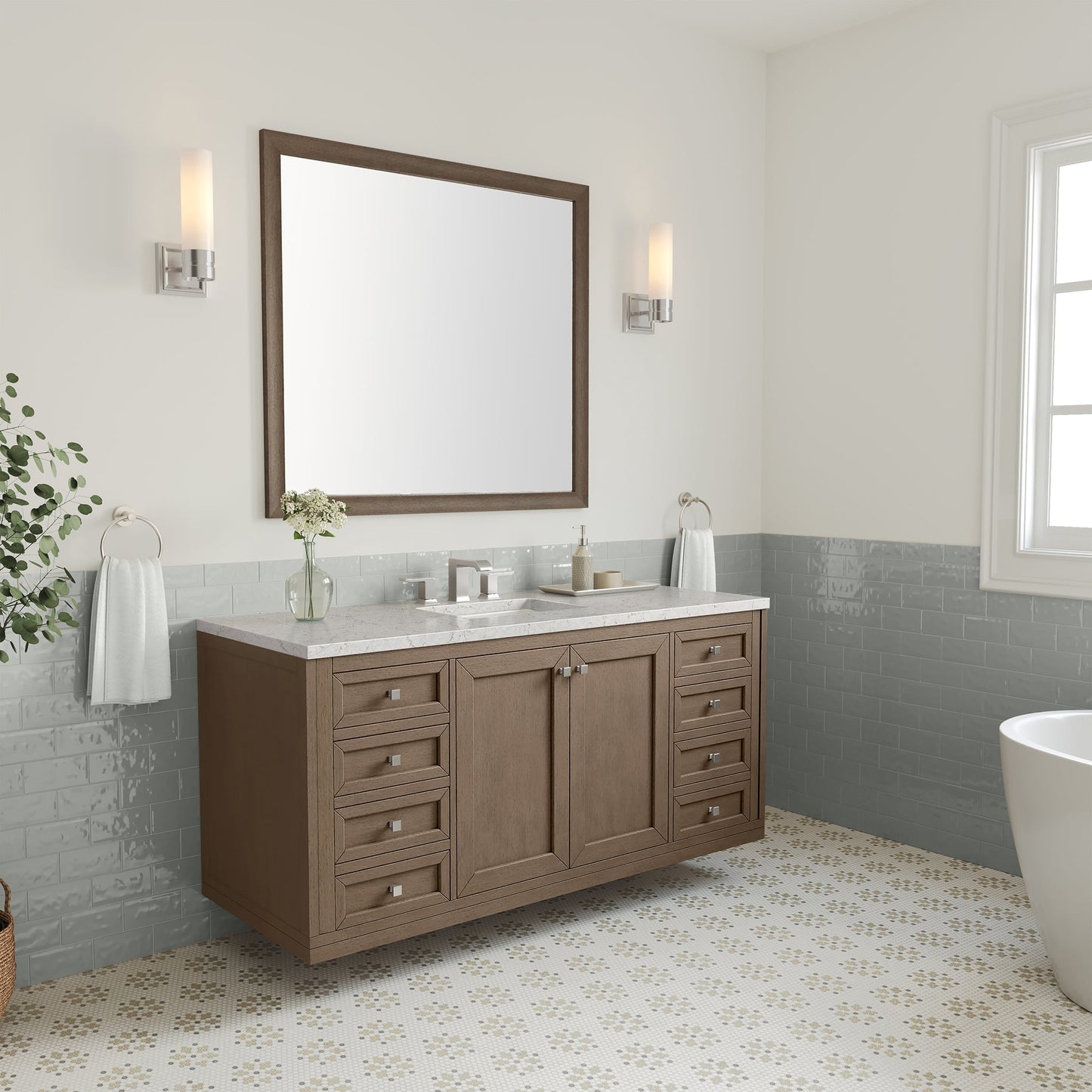 
                  
                    Chicago 60" Single Bathroom Vanity in Whitewashed Walnut Single Bathroom Vanity James Martin Vanities 
                  
                