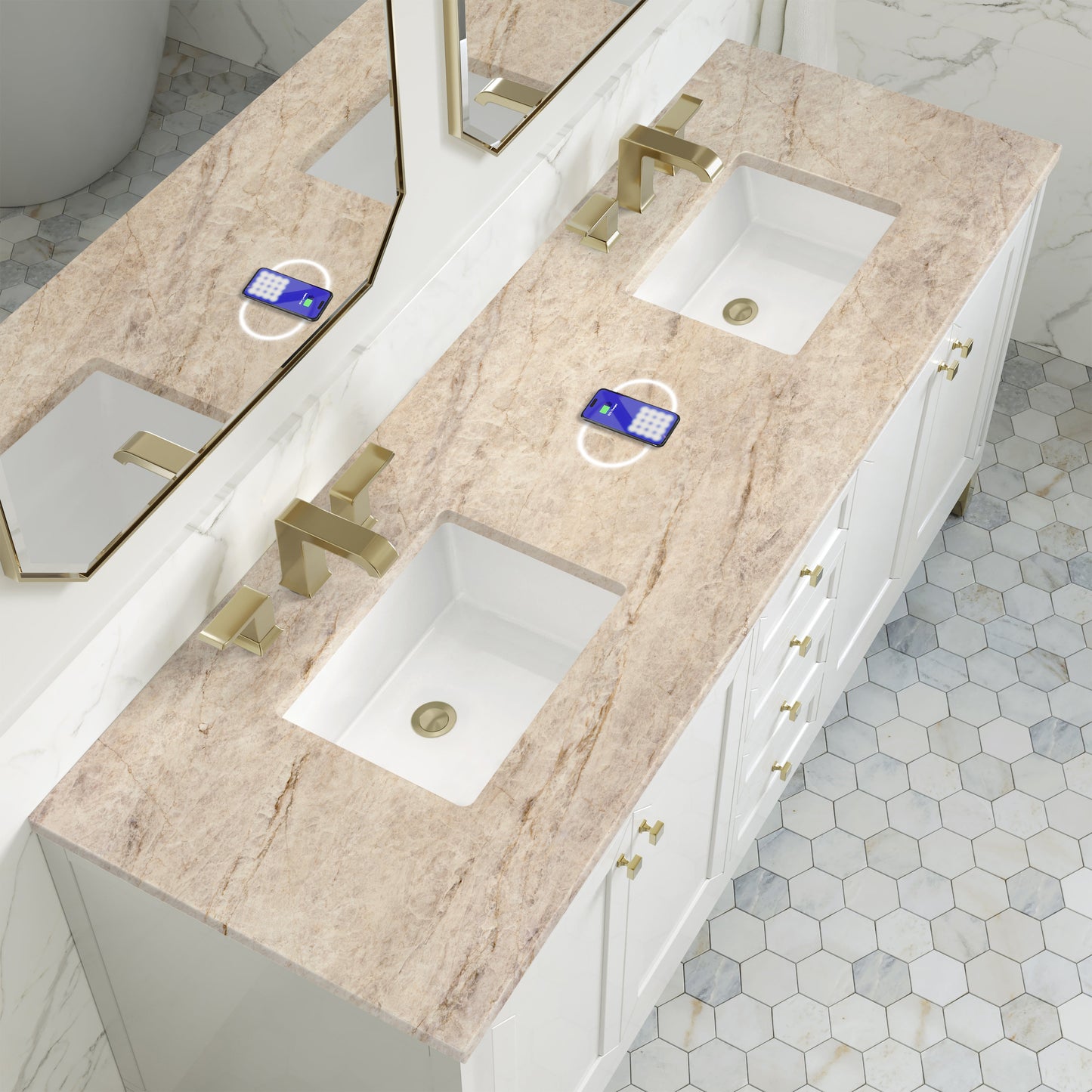 
                  
                    Chicago 72" Double Bathroom Vanity in Glossy White Double bathroom Vanity James Martin Vanities FreePower-Enabled Tajnar Eclos 
                  
                