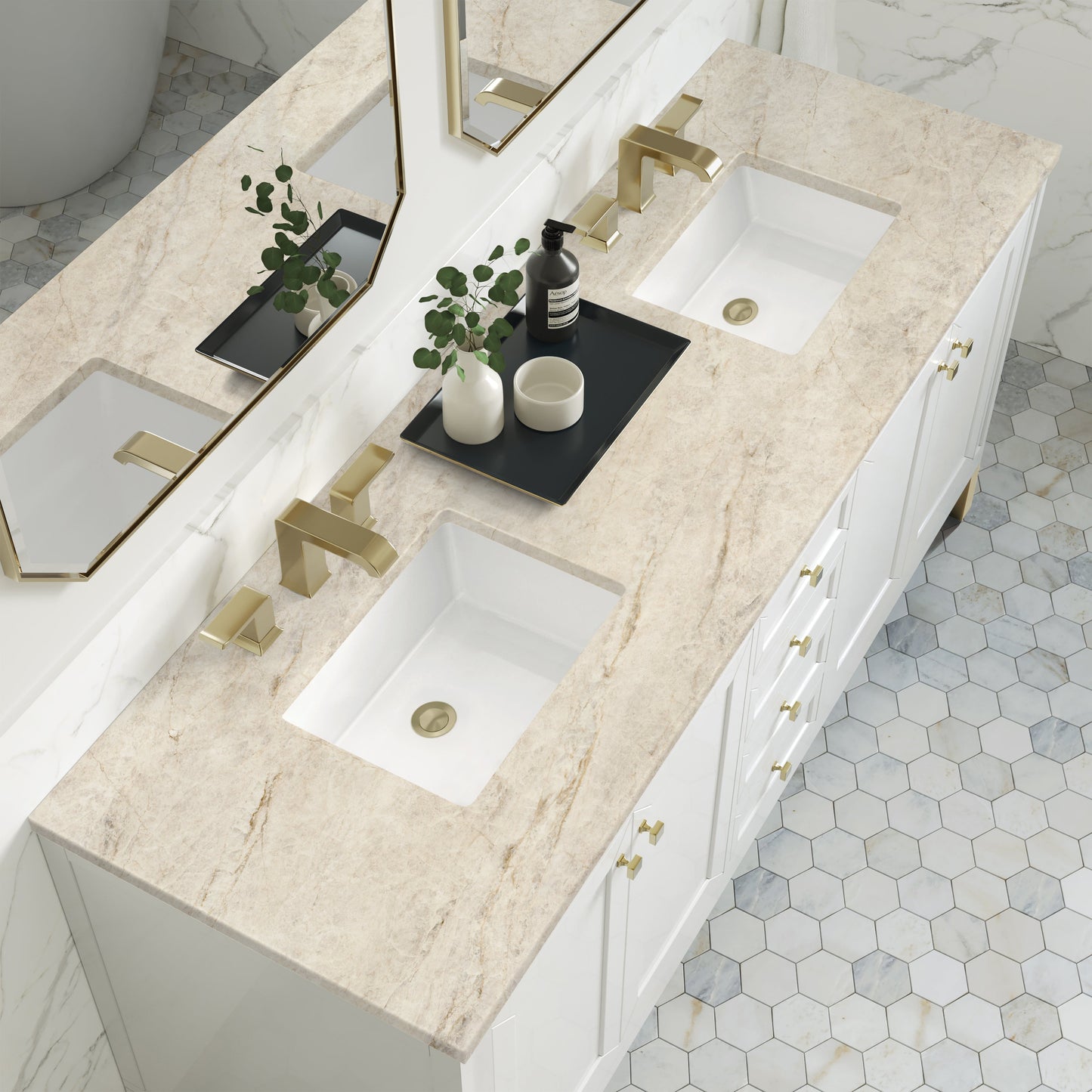 
                  
                    Chicago 72" Double Bathroom Vanity in Glossy White Double bathroom Vanity James Martin Vanities Tajnar Eclos 
                  
                