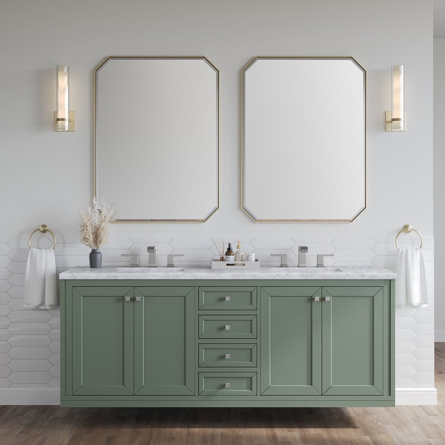 
                  
                    Chicago 72" Double Bathroom Vanity in Smokey Celadon Double bathroom Vanity James Martin Vanities 
                  
                