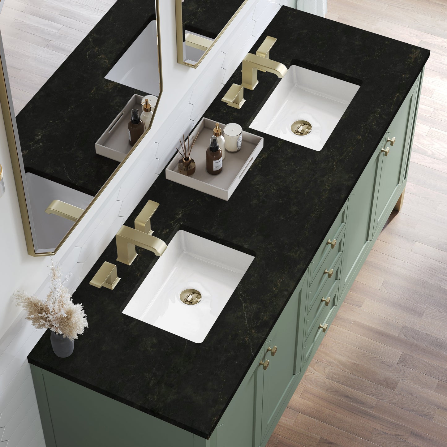 
                  
                    Chicago 72" Double Bathroom Vanity in Smokey Celadon Double bathroom Vanity James Martin Vanities Phantome Eclos 
                  
                
