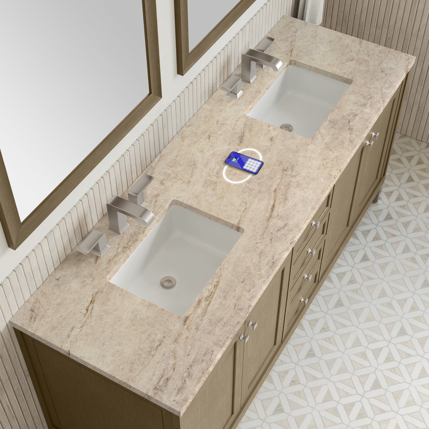 
                  
                    Chicago 72" Double Bathroom Vanity in Walnut Whisper Double bathroom Vanity James Martin Vanities FreePower-Enabled Tajnar Eclos 
                  
                