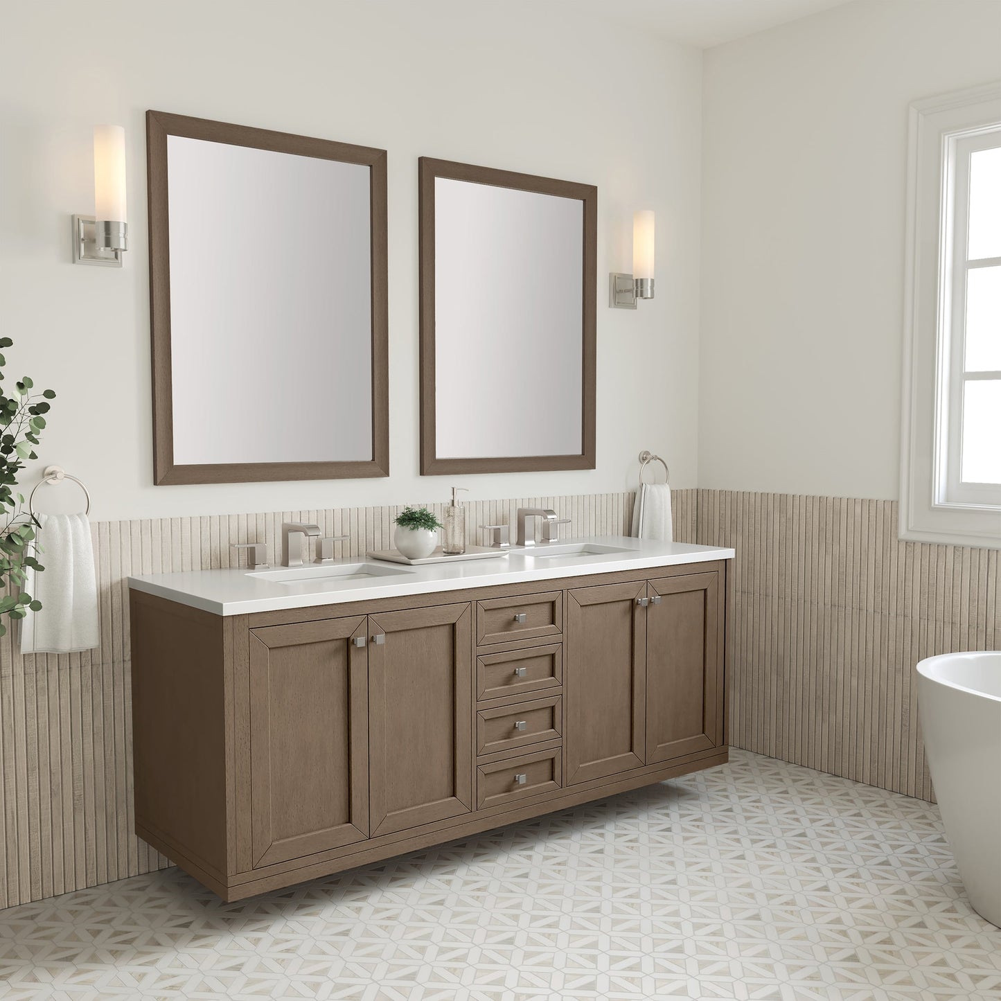 
                  
                    Chicago 72" Double Bathroom Vanity in Whitewashed Walnut Double bathroom Vanity James Martin Vanities 
                  
                