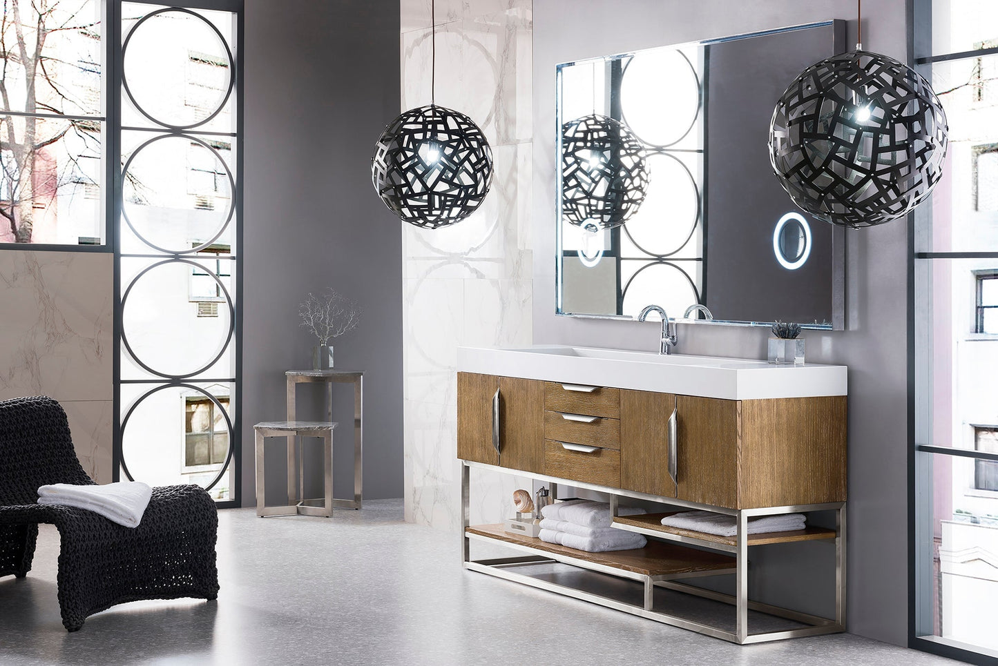 
                  
                    Columbia 72" Single Bathroom Vanity in Latte Oak with Brushed Nickel Base Single Bathroom Vanity James Martin Vanities 
                  
                