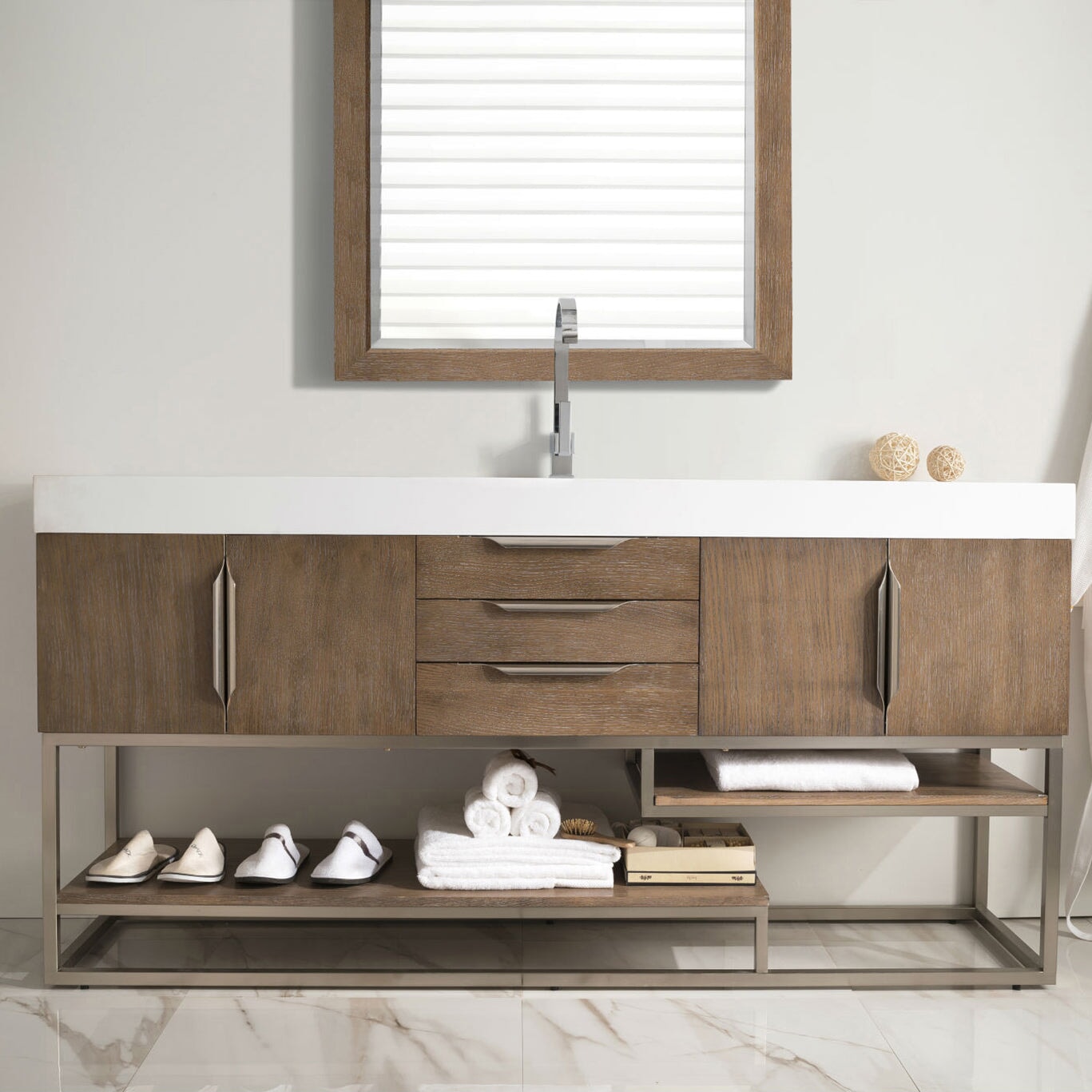 Columbia 72" Single Bathroom Vanity in Latte Oak with Brushed Nickel Base Single Bathroom Vanity James Martin Vanities 
