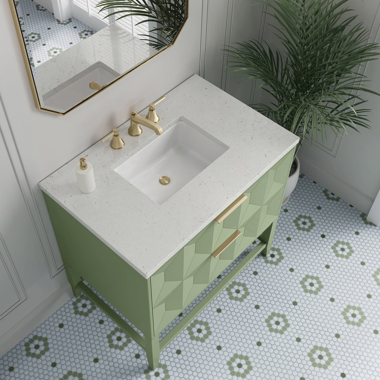 
                  
                    Emmeline 36" Vanity in Pistachio Single Bathroom Vanity James Martin Vanities Lime Delight Silestone 
                  
                