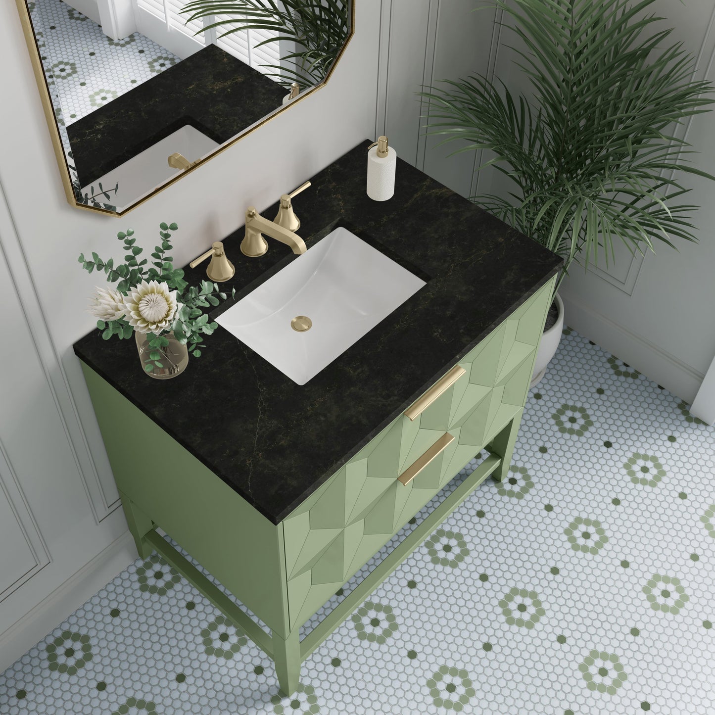
                  
                    Emmeline 36" Vanity in Pistachio Single Bathroom Vanity James Martin Vanities Phantome Eclos 
                  
                