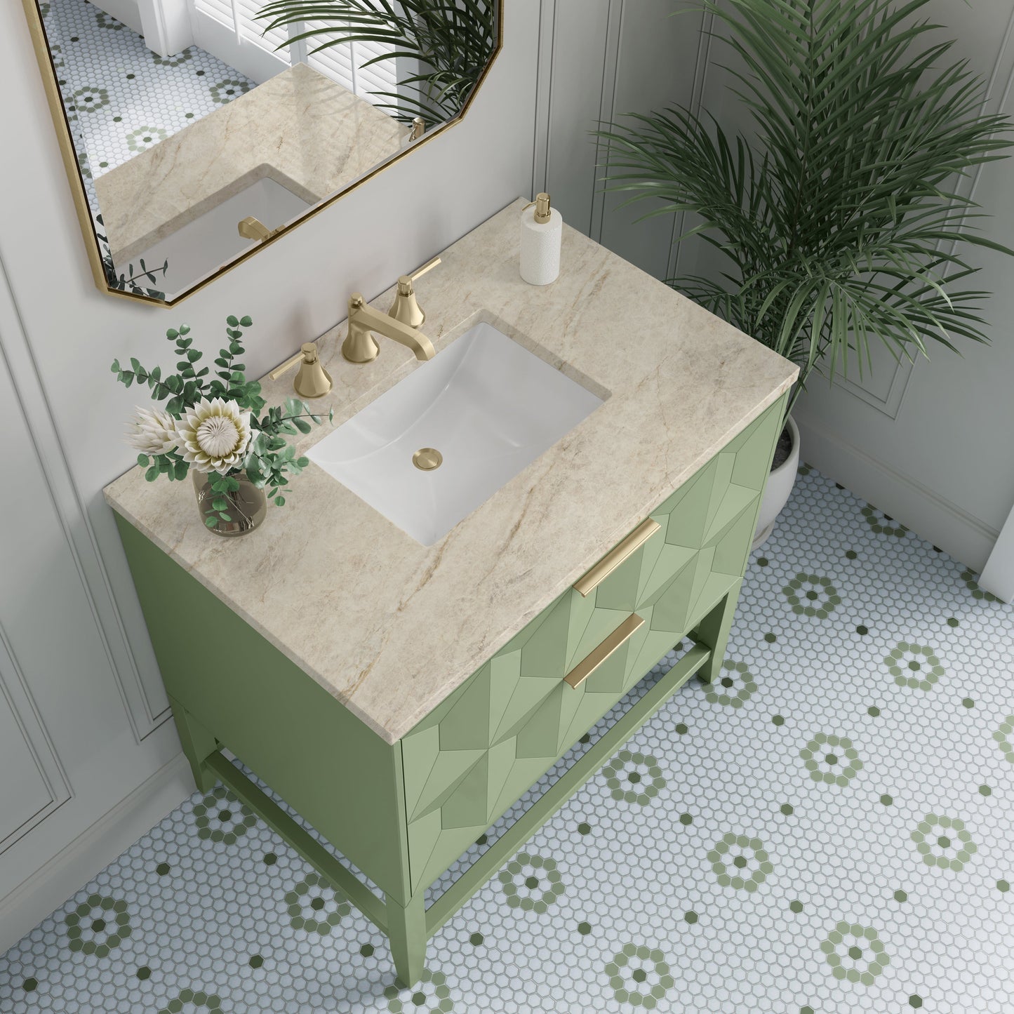
                  
                    Emmeline 36" Vanity in Pistachio Single Bathroom Vanity James Martin Vanities Tajnar Eclos 
                  
                