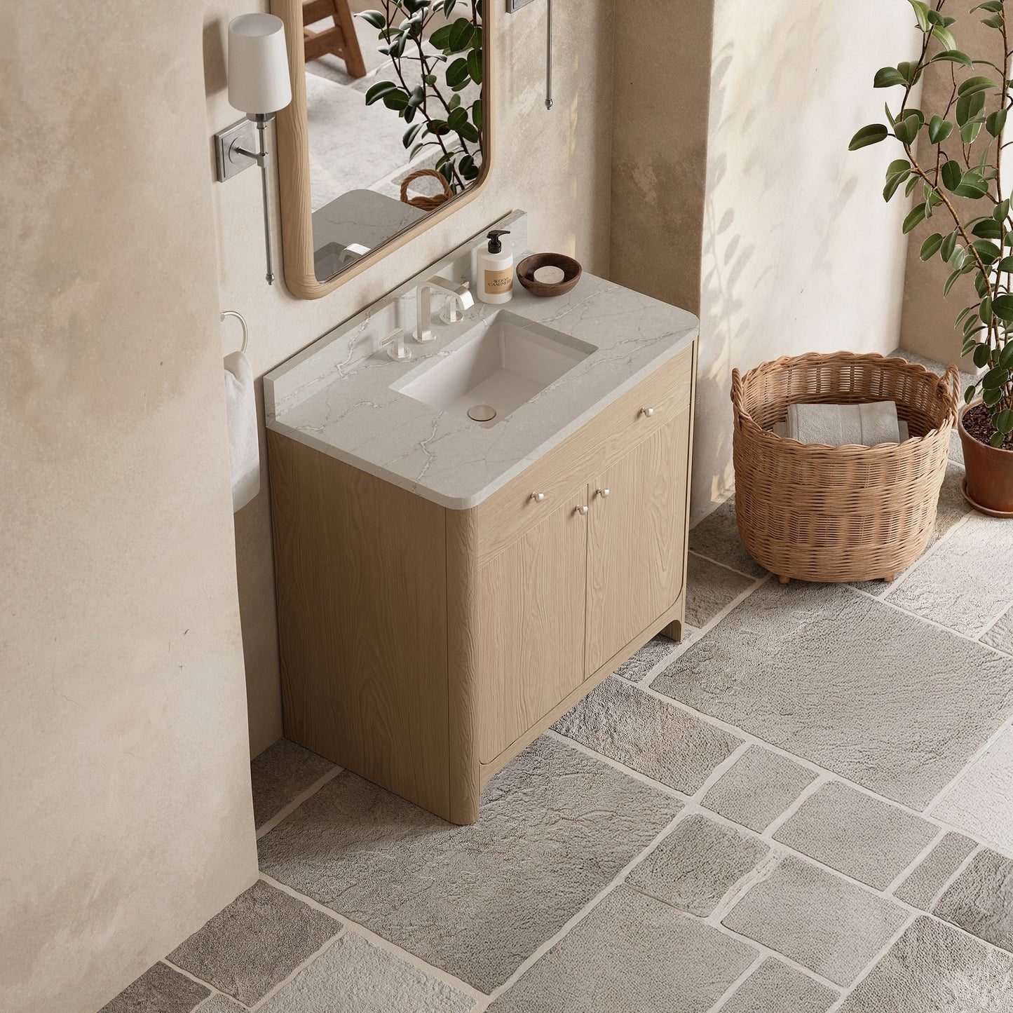 
                  
                    Gracyn 36" Single Vanity in Coastal Driftwood Single Bathroom Vanity James Martin Vanities Victorian Silver Silestone 
                  
                