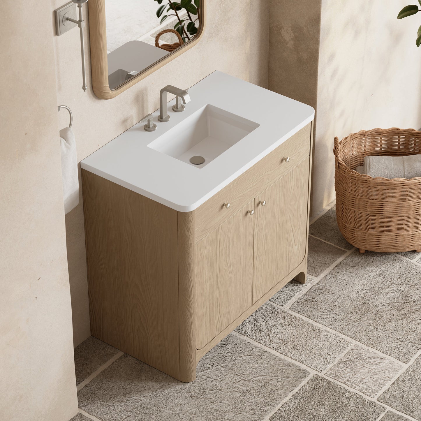 
                  
                    Gracyn 36" Single Vanity in Coastal Driftwood Single Bathroom Vanity James Martin Vanities White Zeus Silestone 
                  
                