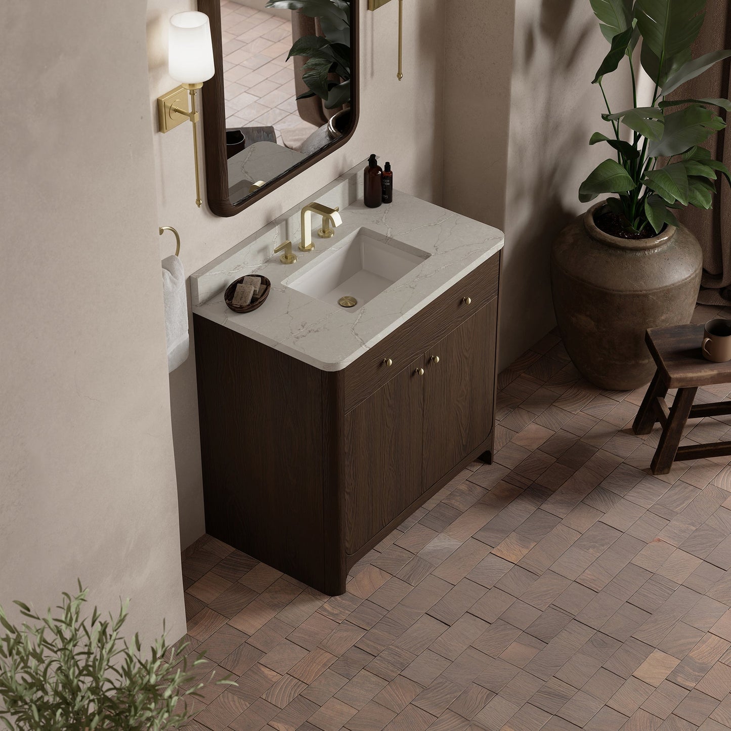 
                  
                    Gracyn 36" Single Vanity in Sable Single Bathroom Vanity James Martin Vanities White Zeus Silestone 
                  
                