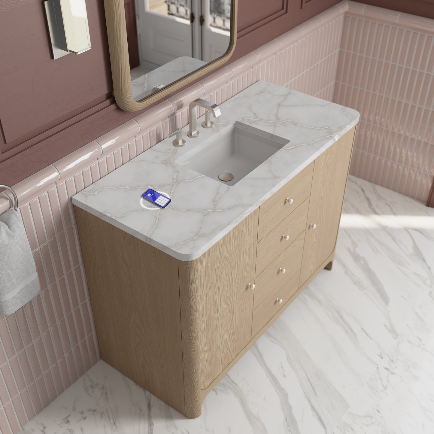
                  
                    Gracyn 48" Single Vanity in Coastal Driftwood Single Bathroom Vanity James Martin Vanities FreePower-Enabled Victorian Silver Silestone 
                  
                