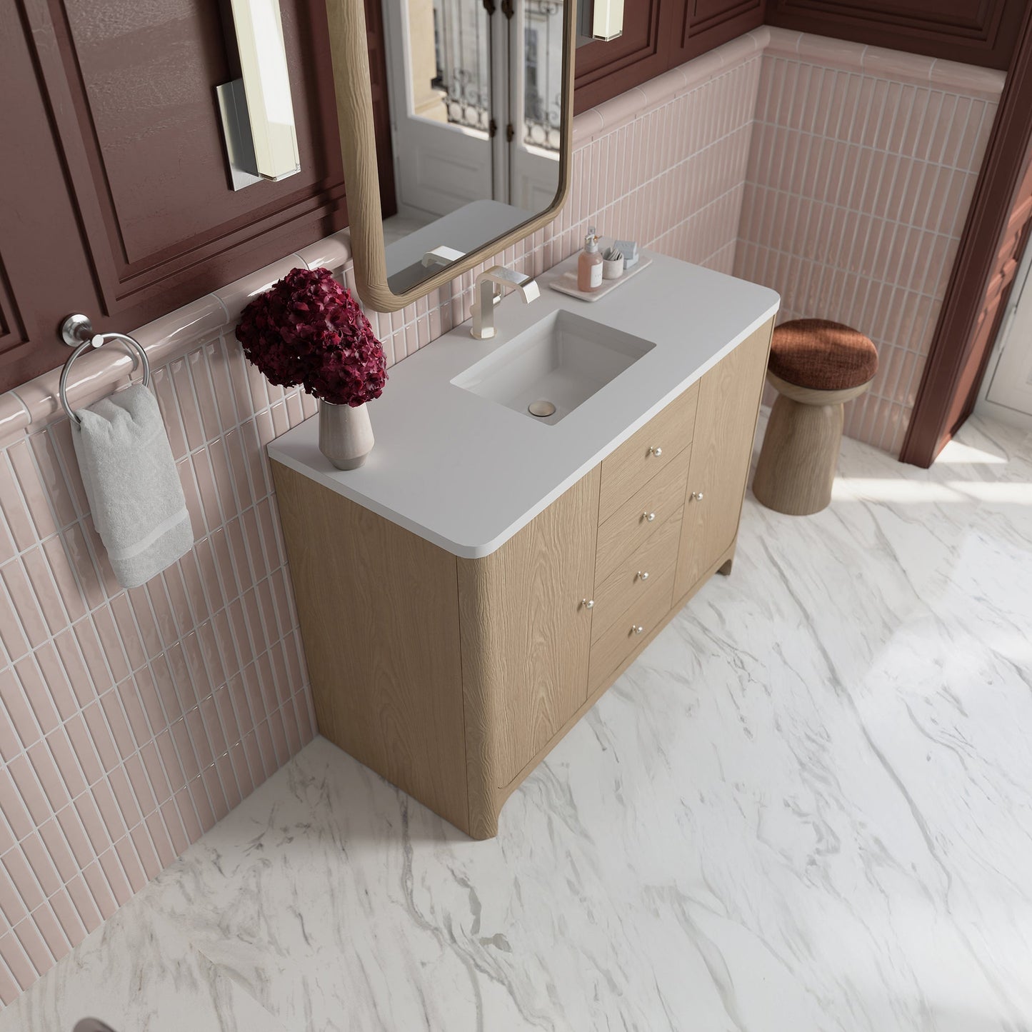 
                  
                    Gracyn 48" Single Vanity in Coastal Driftwood Single Bathroom Vanity James Martin Vanities White Zeus Silestone 
                  
                