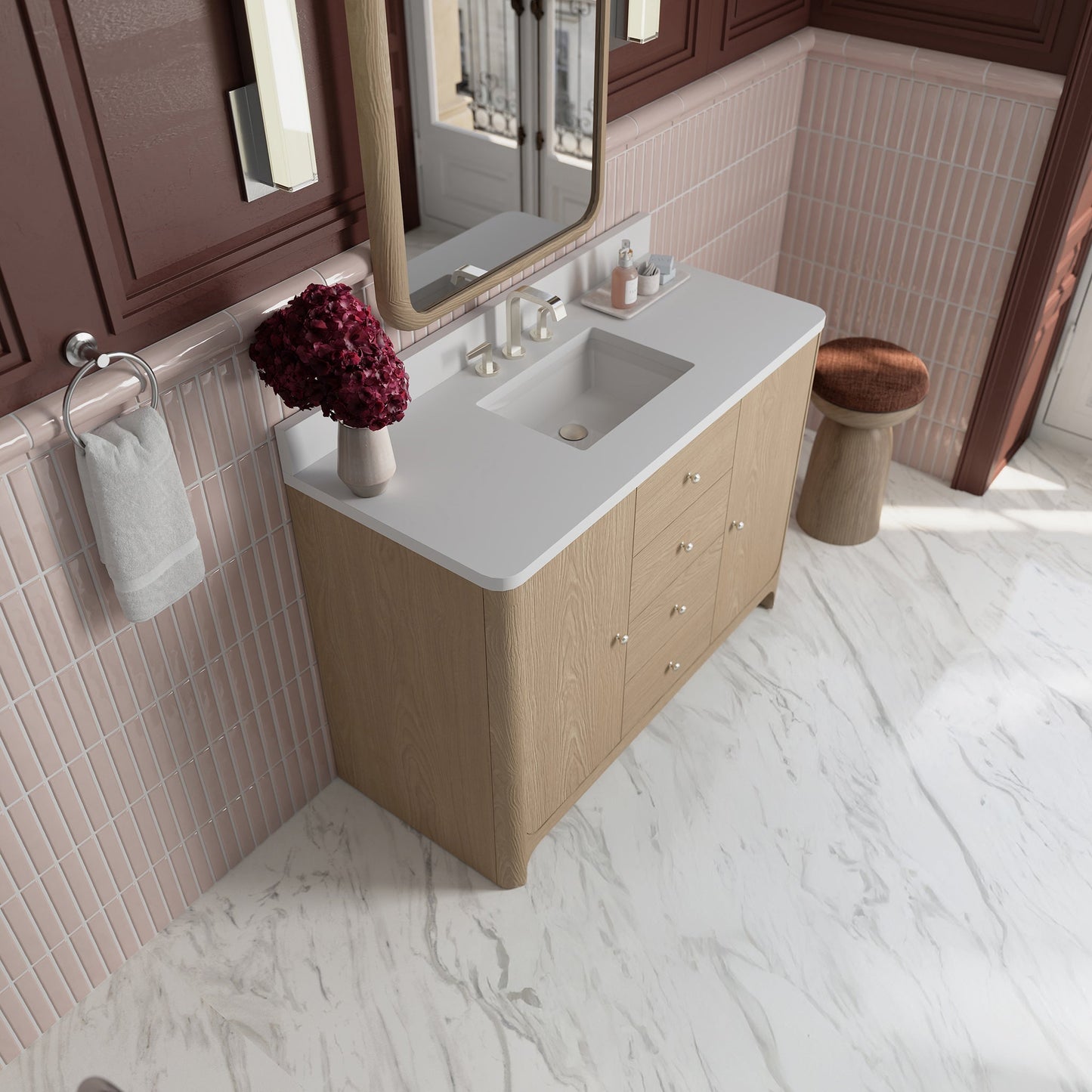 
                  
                    Gracyn 48" Single Vanity in Coastal Driftwood Single Bathroom Vanity James Martin Vanities White Zeus Silestone 
                  
                