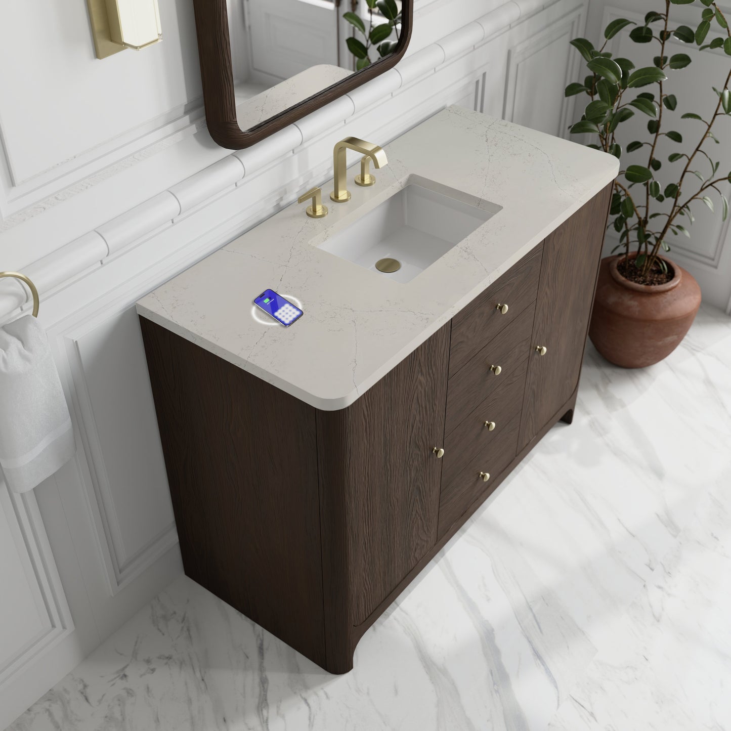 
                  
                    Gracyn 48" Single Vanity in Sable Single Bathroom Vanity James Martin Vanities FreePower-Enabled Siberian Silestone 
                  
                