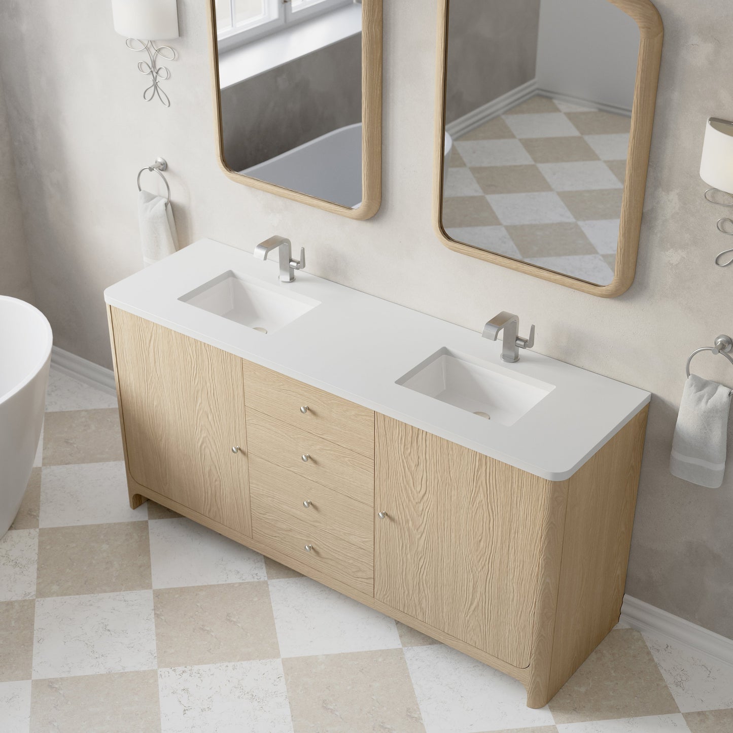 
                  
                    Gracyn 72" Double Vanity in Coastal Driftwood Double Bathroom Vanity James Martin Vanities White Zeus Silestone Single-Hole Faucet 
                  
                
