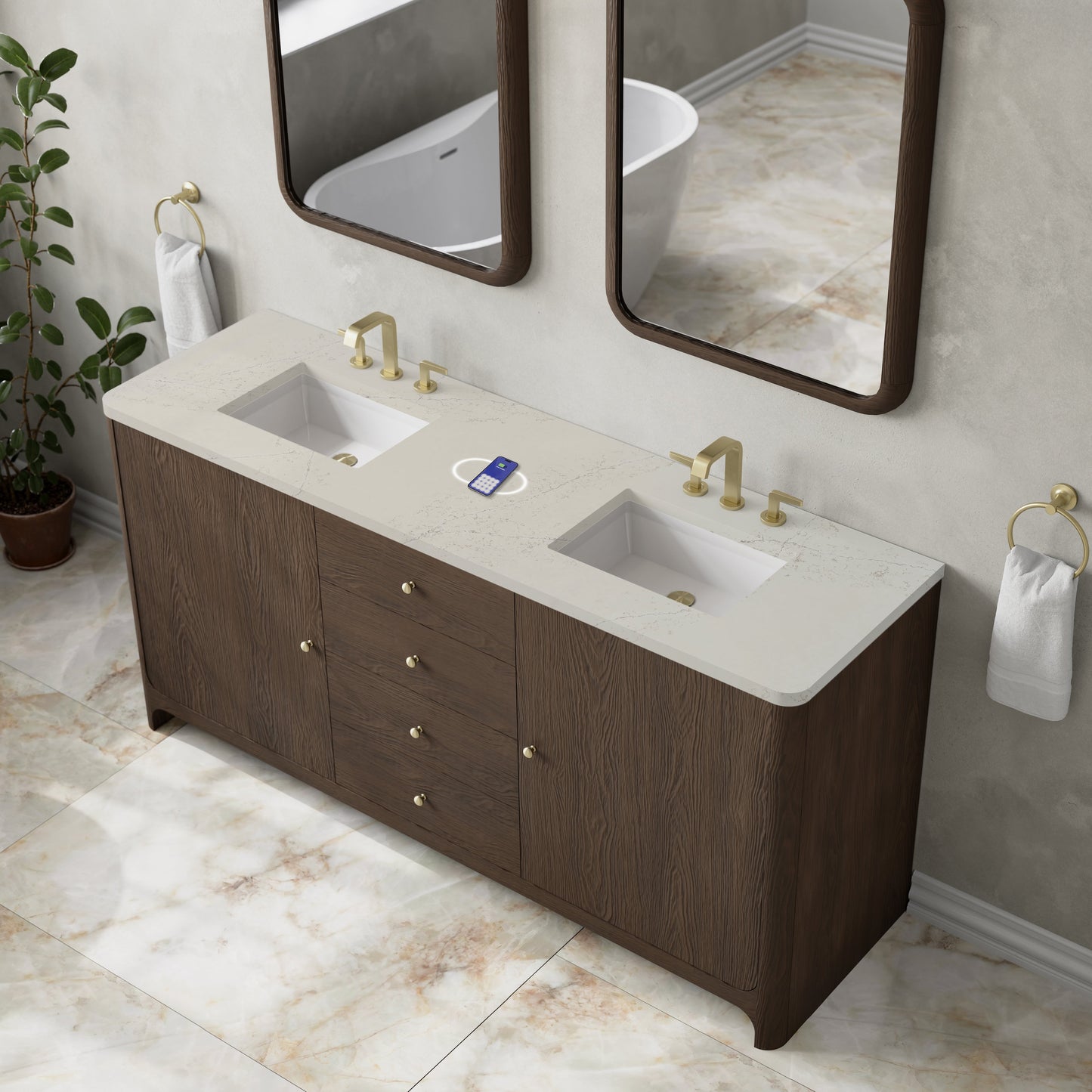
                  
                    Gracyn 72" Double Vanity in Sable Double Bathroom Vanity James Martin Vanities FreePower-Enabled Siberian Silestone 
                  
                